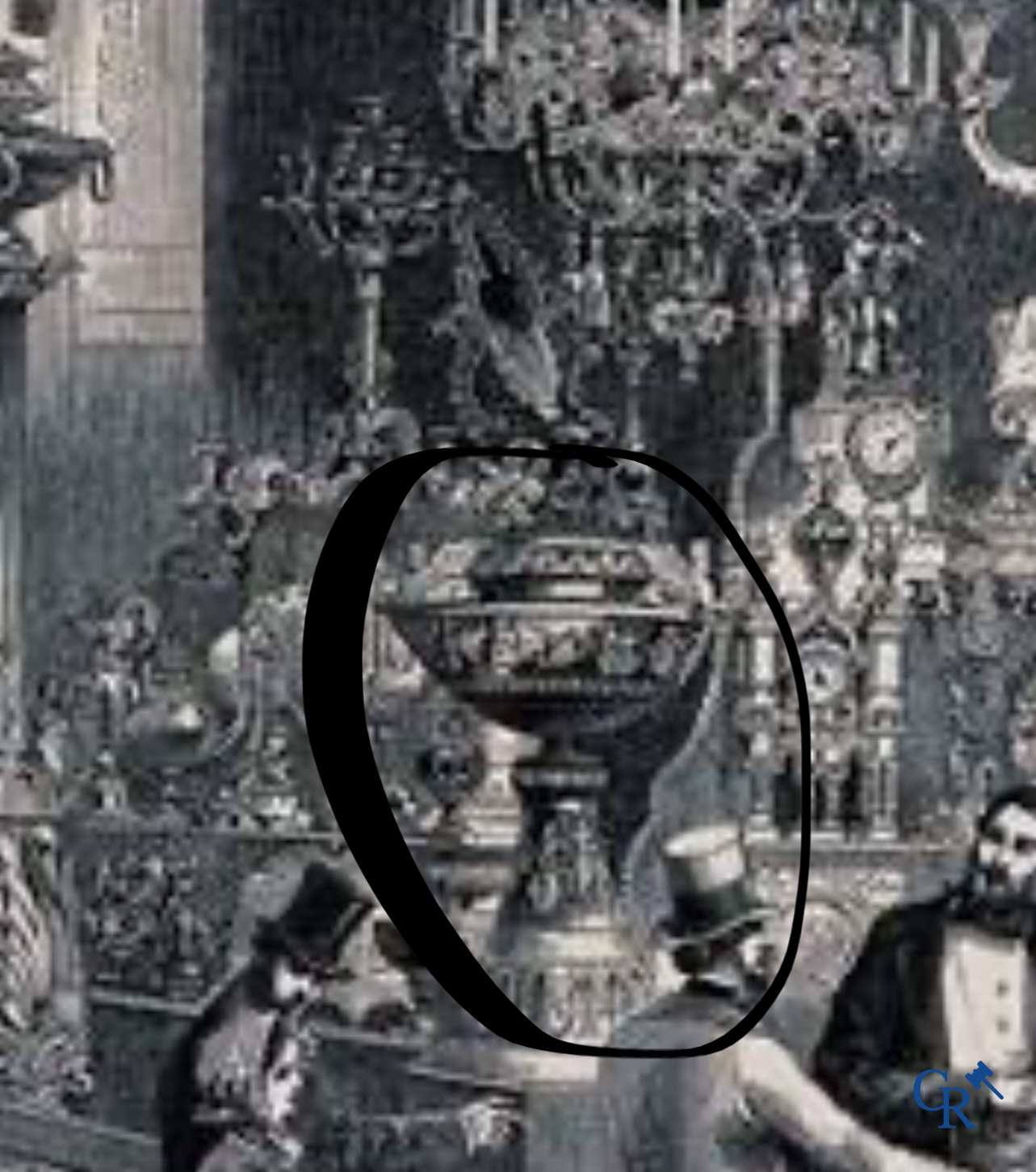 Charles Stanislas Matifat (1820-1875) Bronze Kylix-shaped vase with Lamassu handles. France circa 1860.