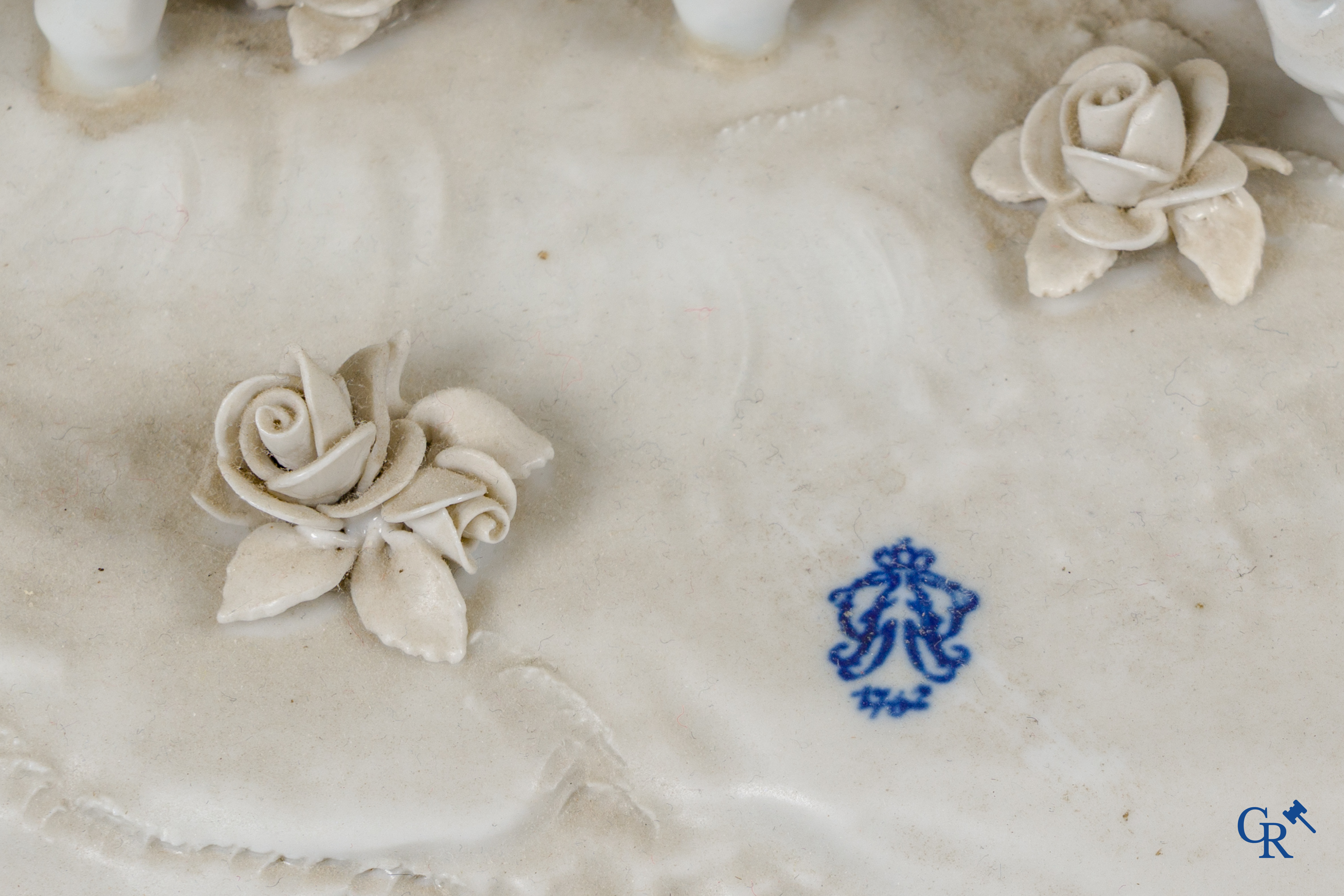Volkstedt Rudolstadt, an exceptionally large group in lace porcelain on a matching pedestal.