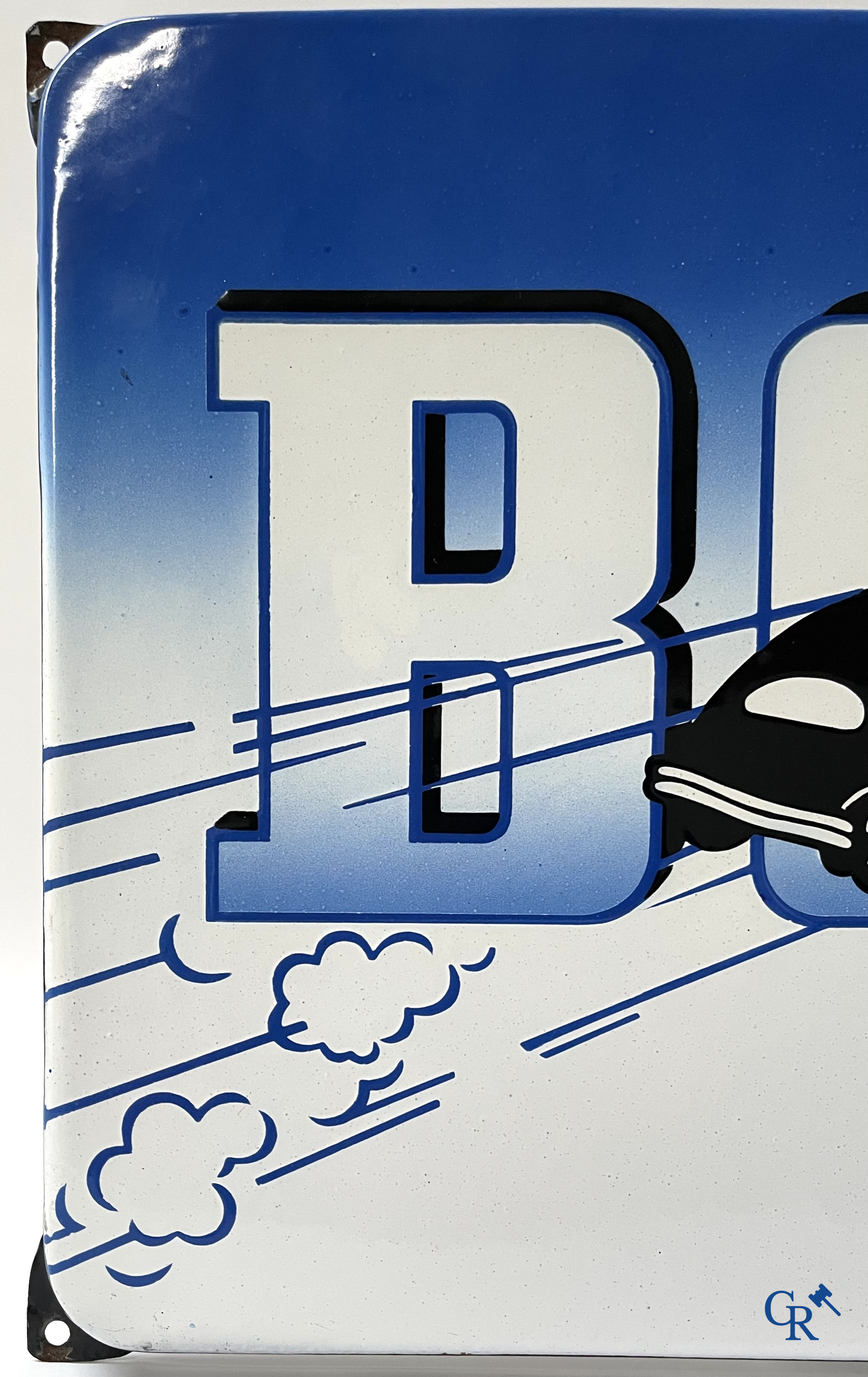 Bovag, enamel advertising sign for the Association of Automobile Dealers and Garage Owners. Langcat Bussum.