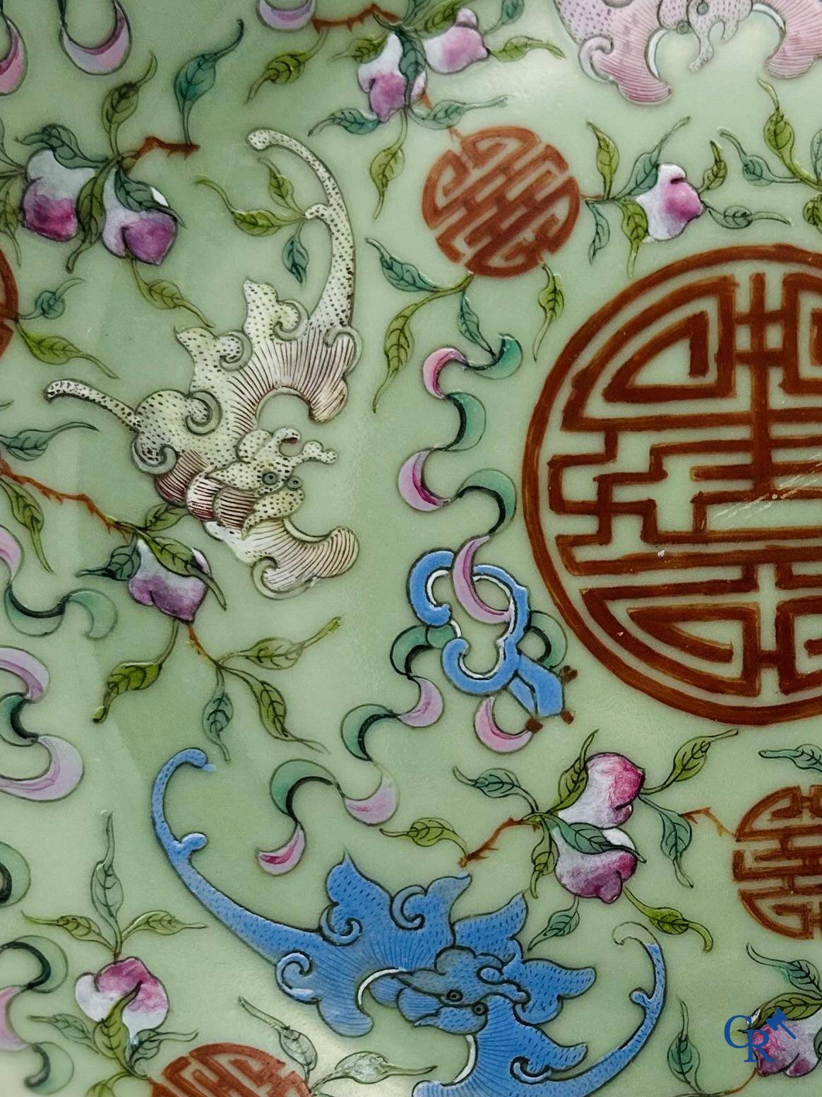 A fine Chinese porcelain celadon dish with a decor of "Shou."