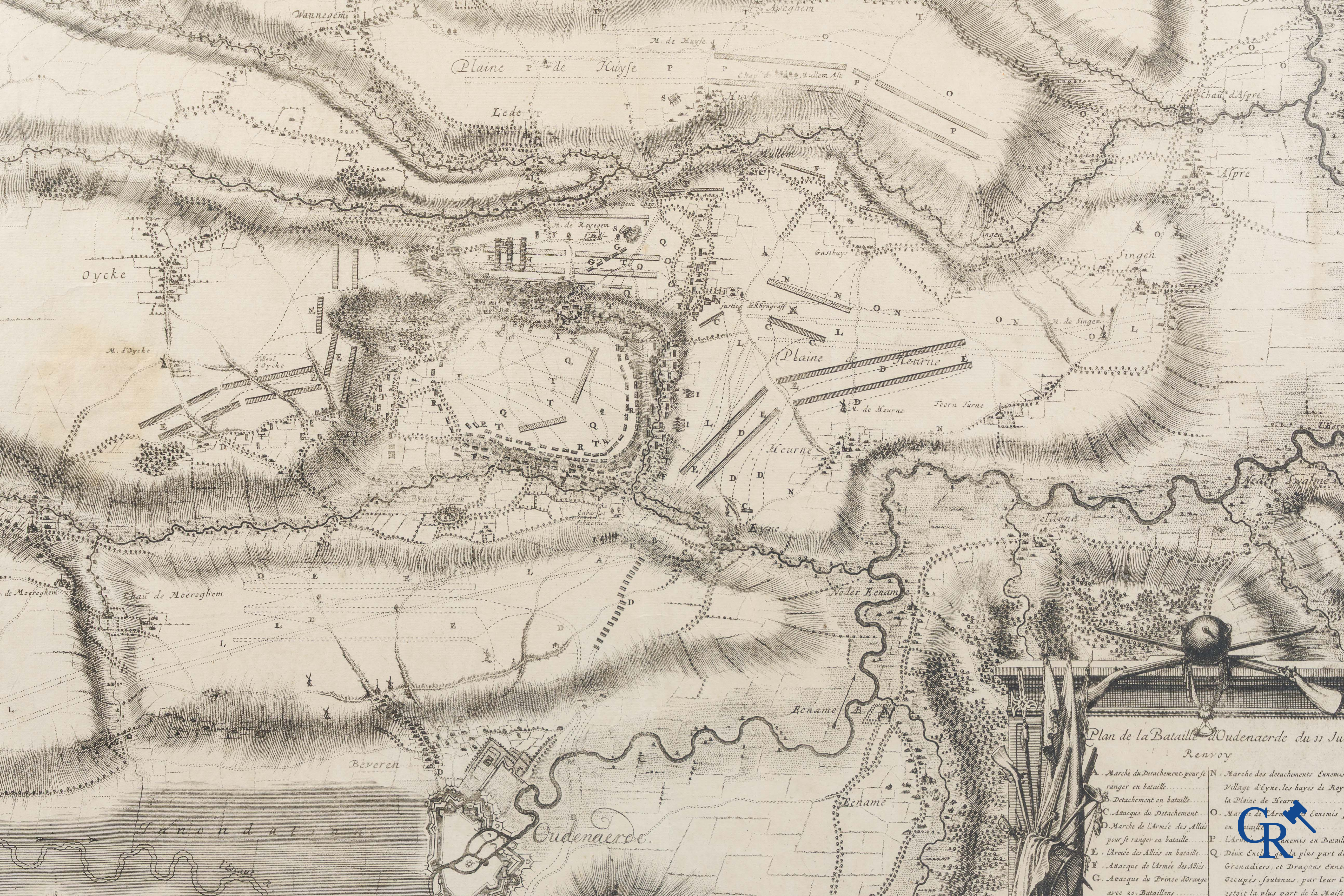 Oudenaarde, 7 antique maps, including battle plans, city and wall plans, etc. 17th-18th century.