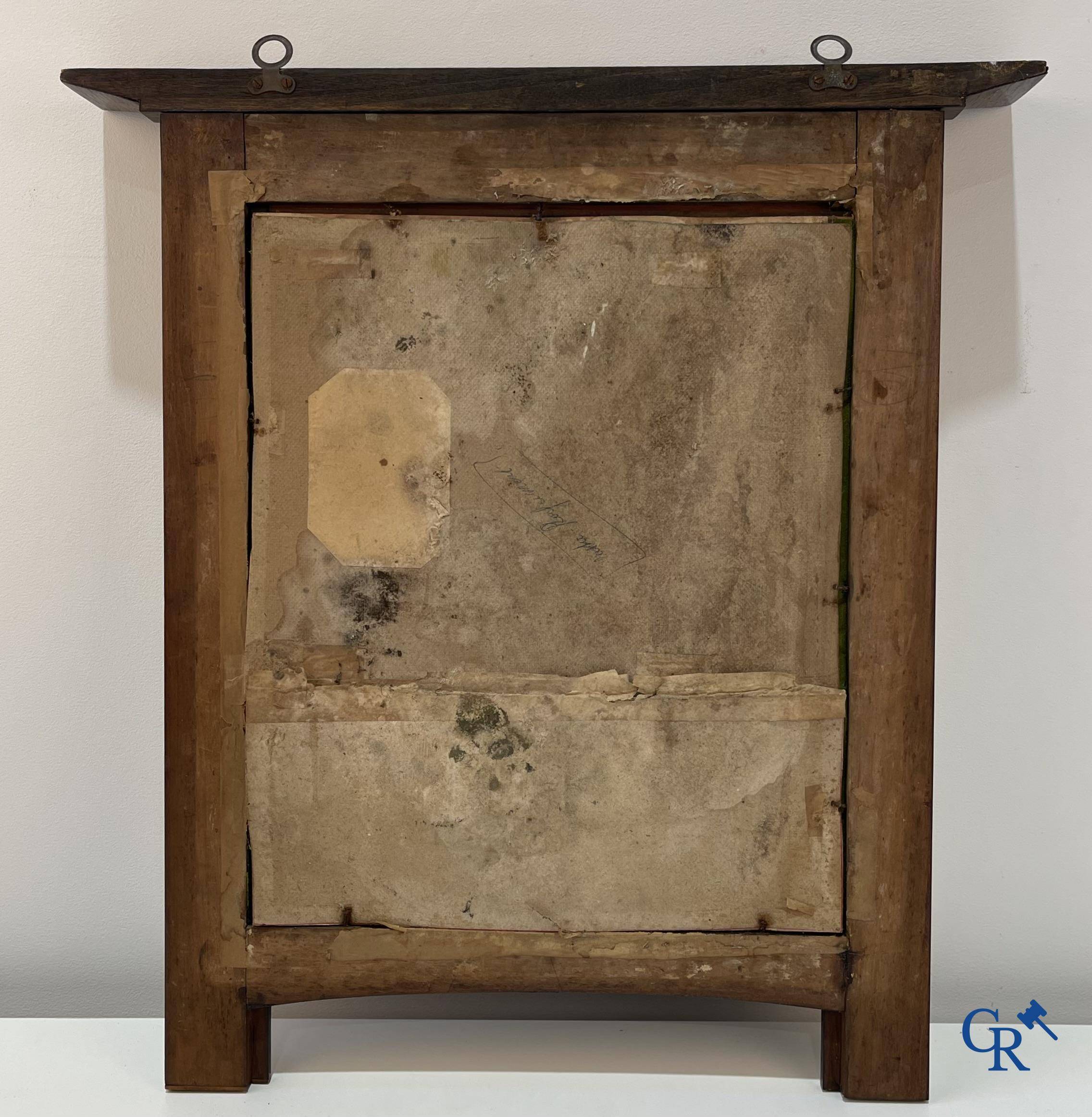 Arts and Crafts circa 1890, most probably Gustave Serrurier-Bovy. Frame in rosewood and sycamore inlay.