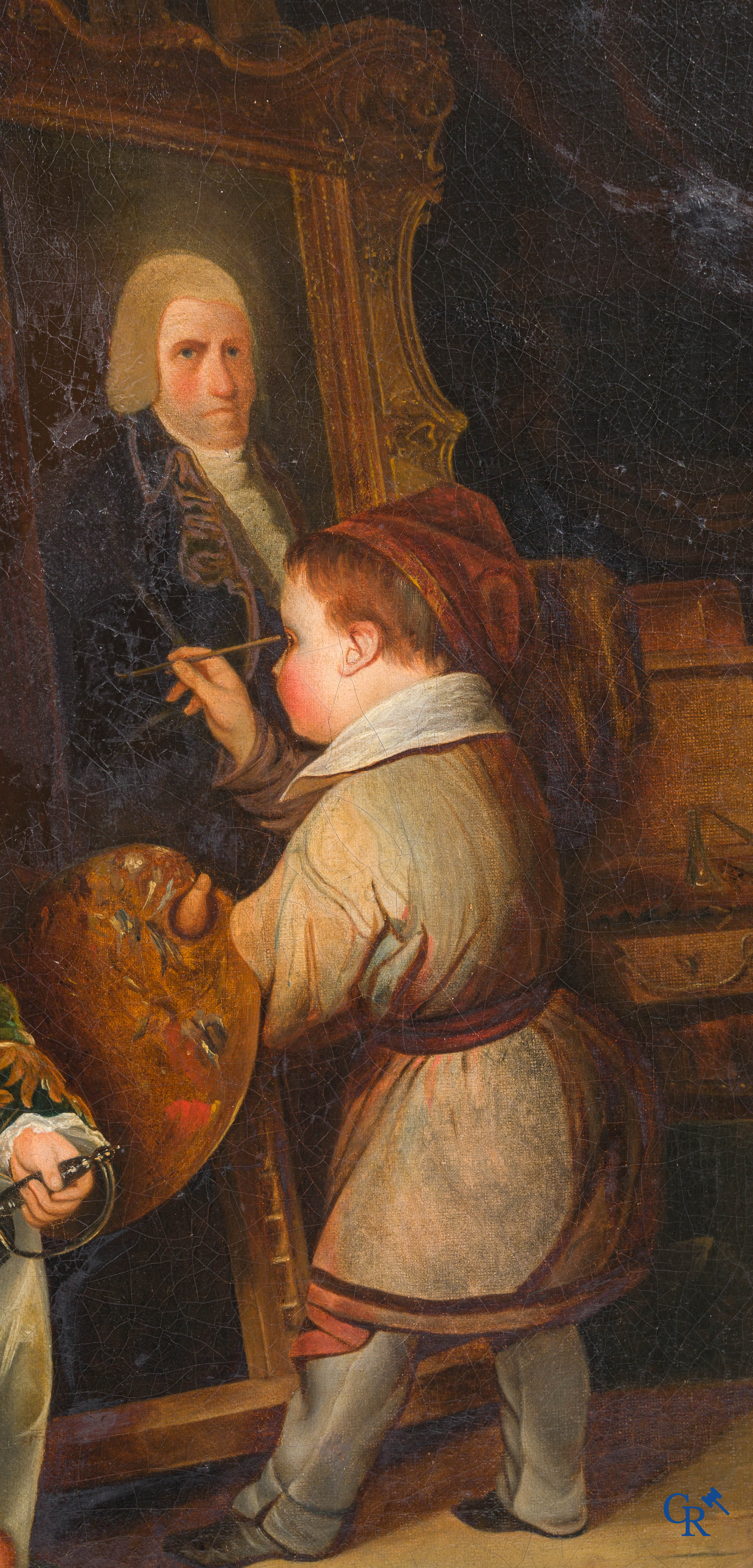 Painting, The portraitist, oil on canvas. 19th century.