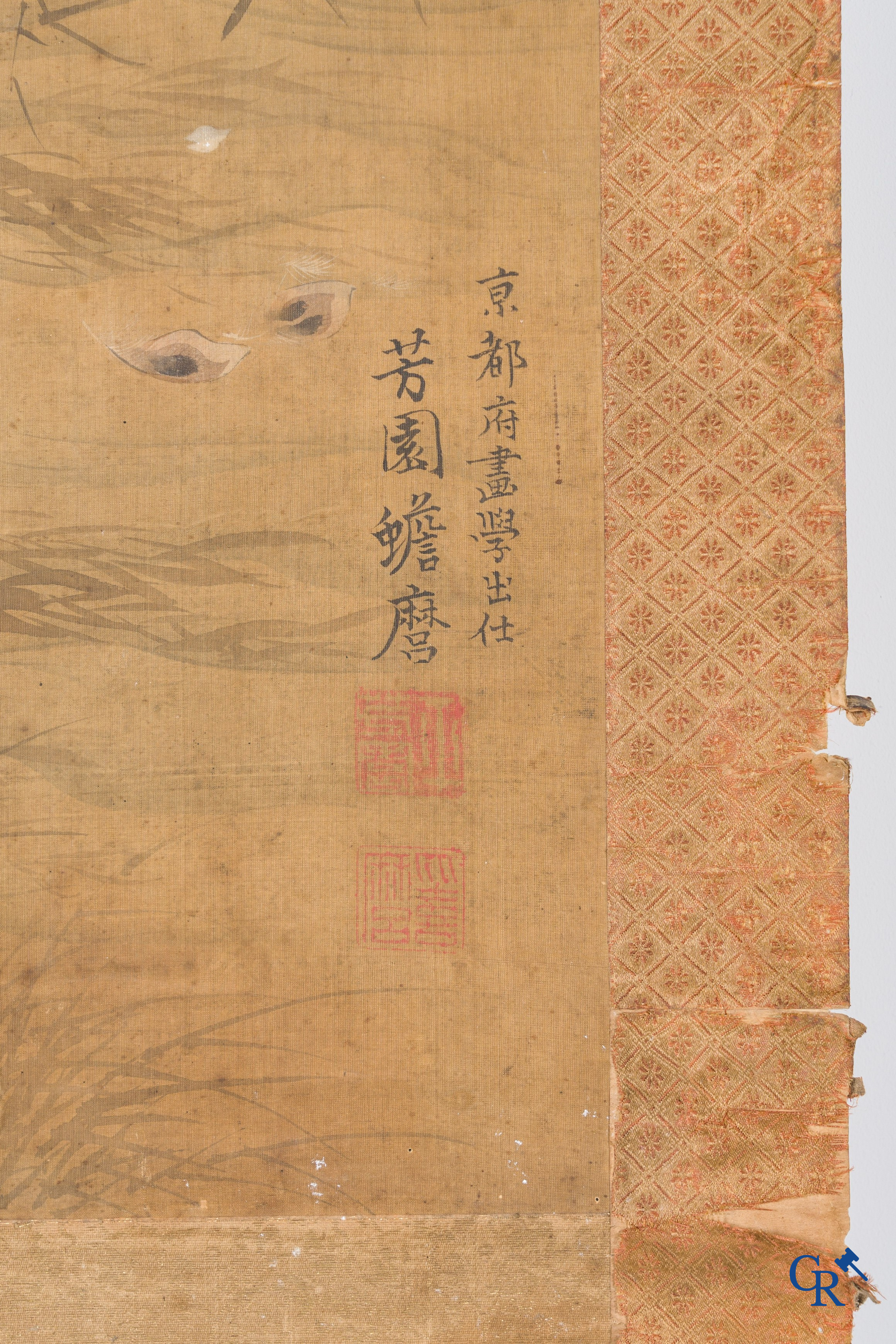 Asian Art, a large Japanese scroll. Signed. 18th century.