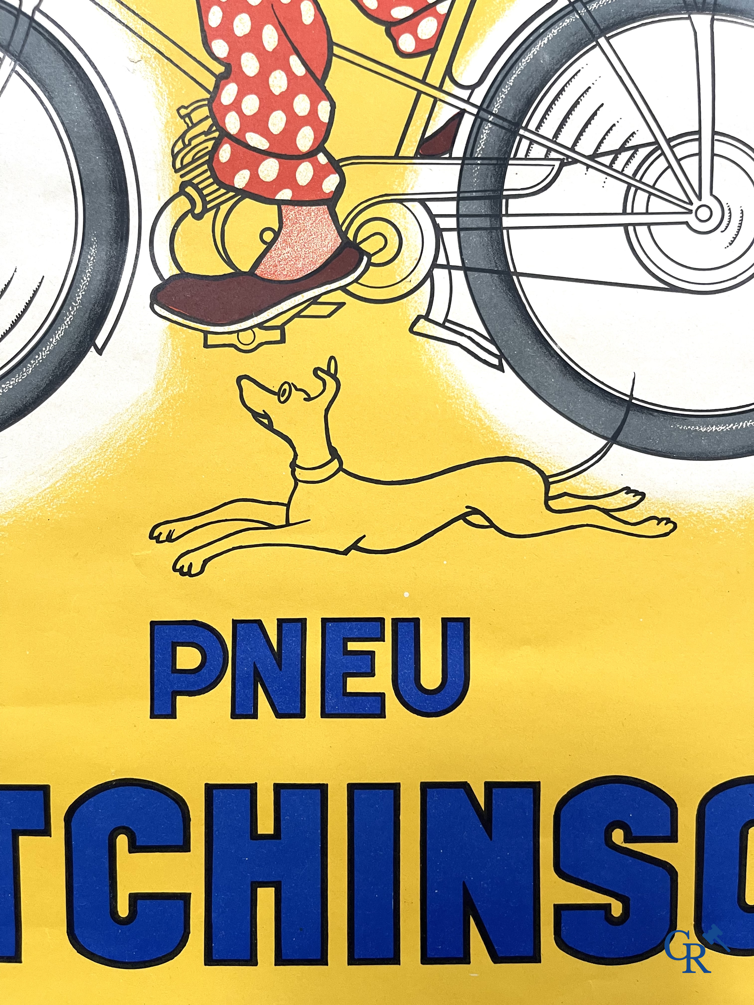 Pneu Hutchinson, Plus solide que l'Acier. Lithographie op papier met een ontwerp van Mich. Imp. H. Bouquet - Paris.