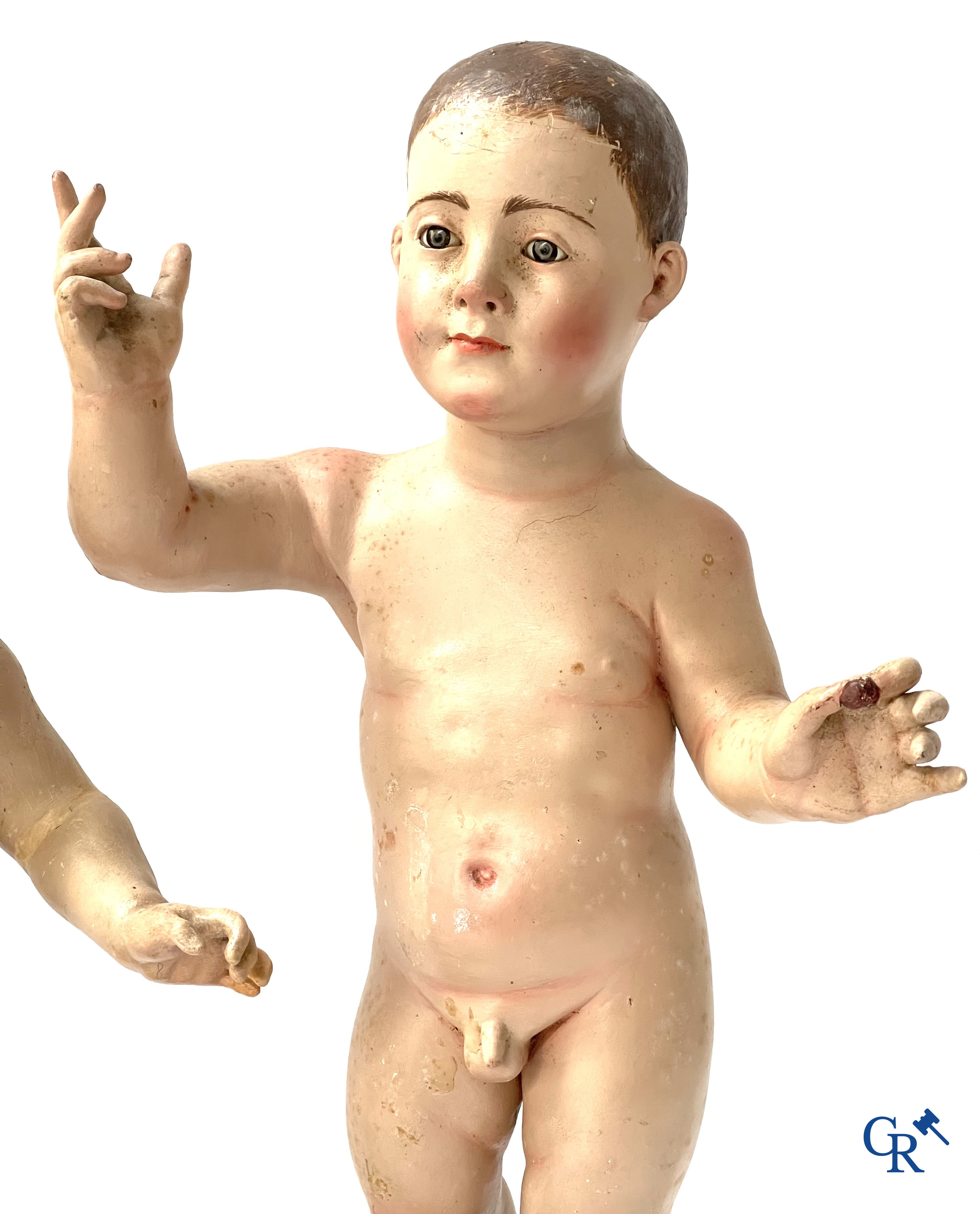 3 carved and polychrome wooden representations of the Christ Child. 18th - 19th century.