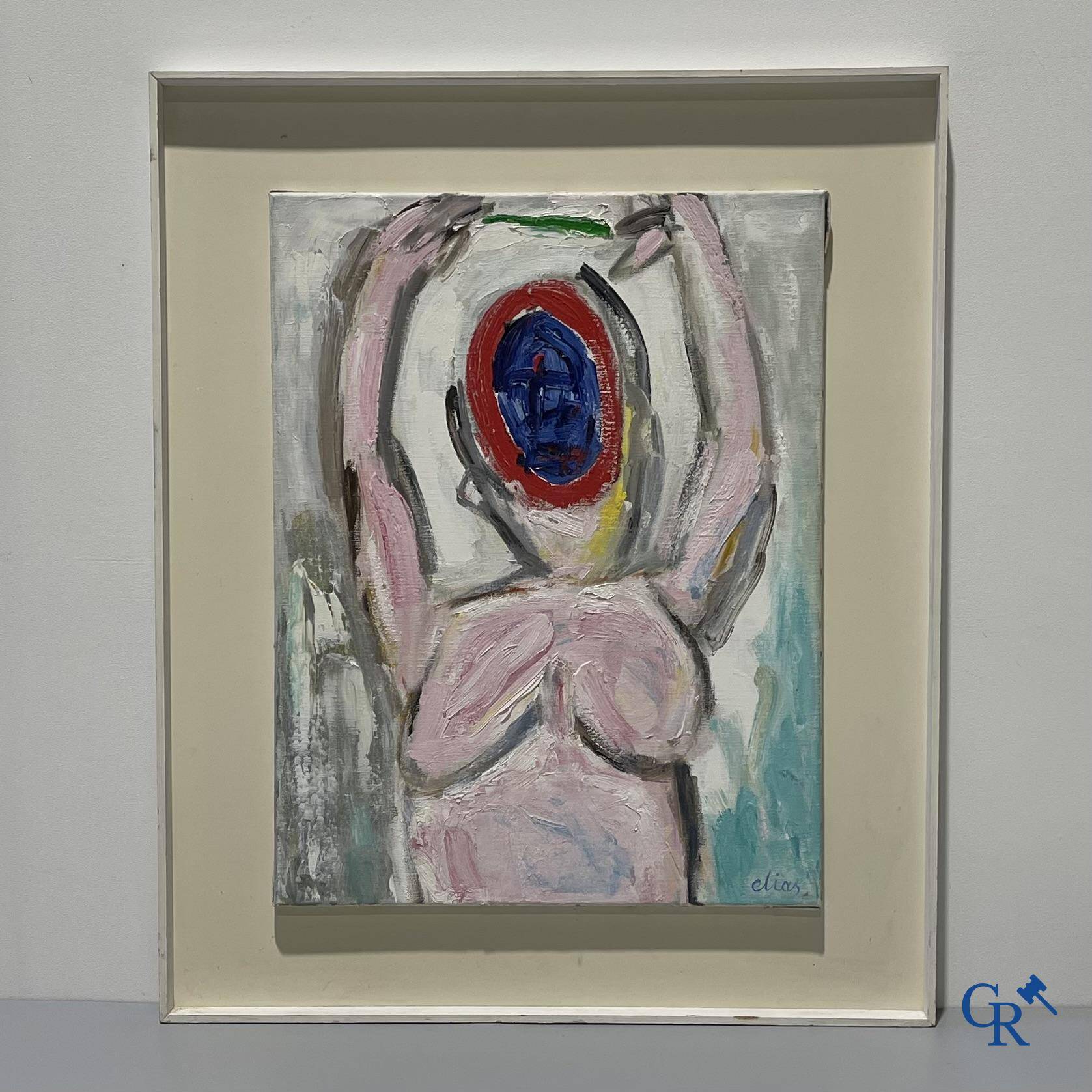 Etienne Elias (1936-2007) "Parachute" 1985, oil on canvas alla Prima. Signed Elias.