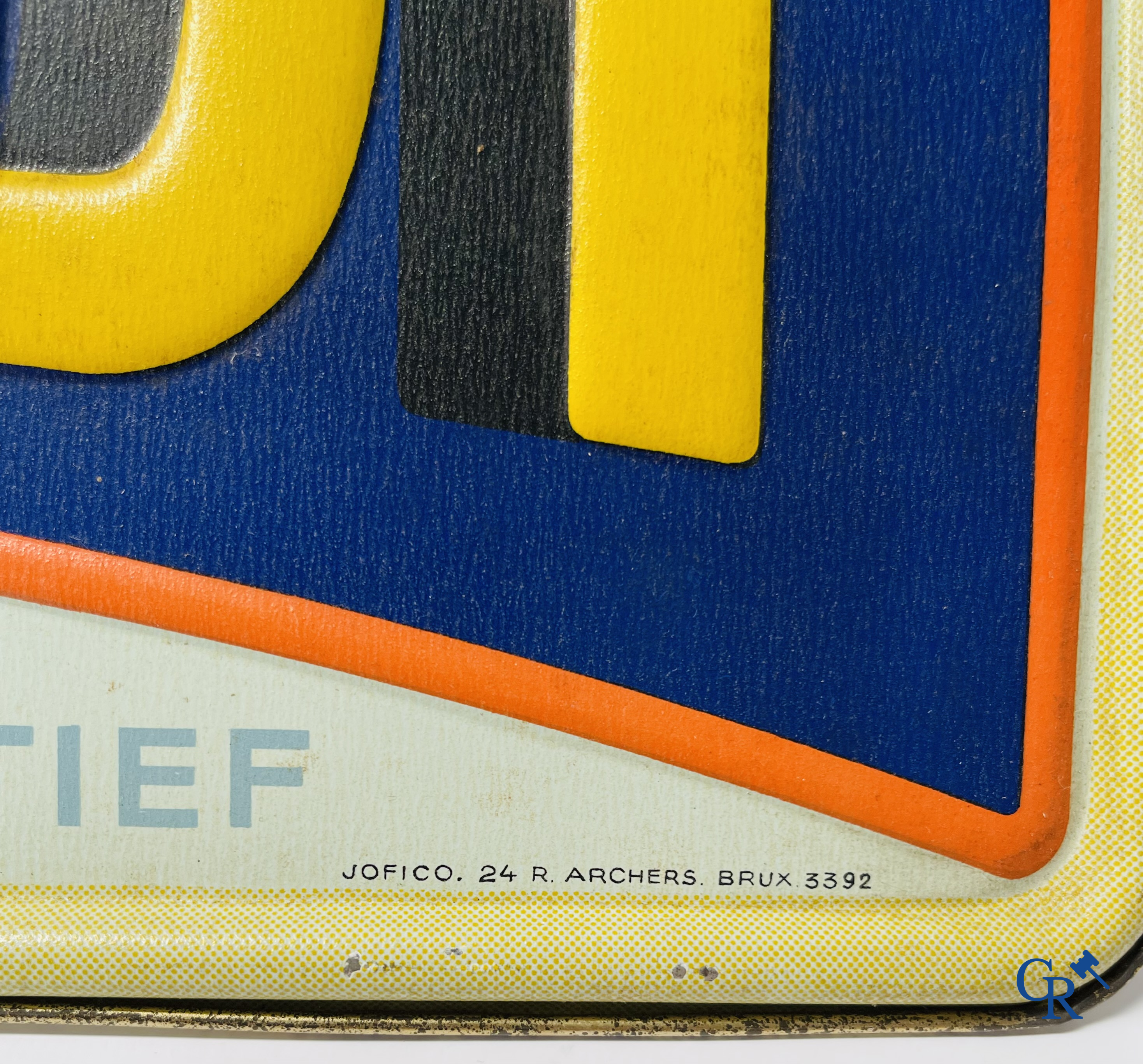 Schmidt, wijnhoudende aperitief. "For your health" Publicity sign in painted metal. Jofico, Bruxelles 1935.