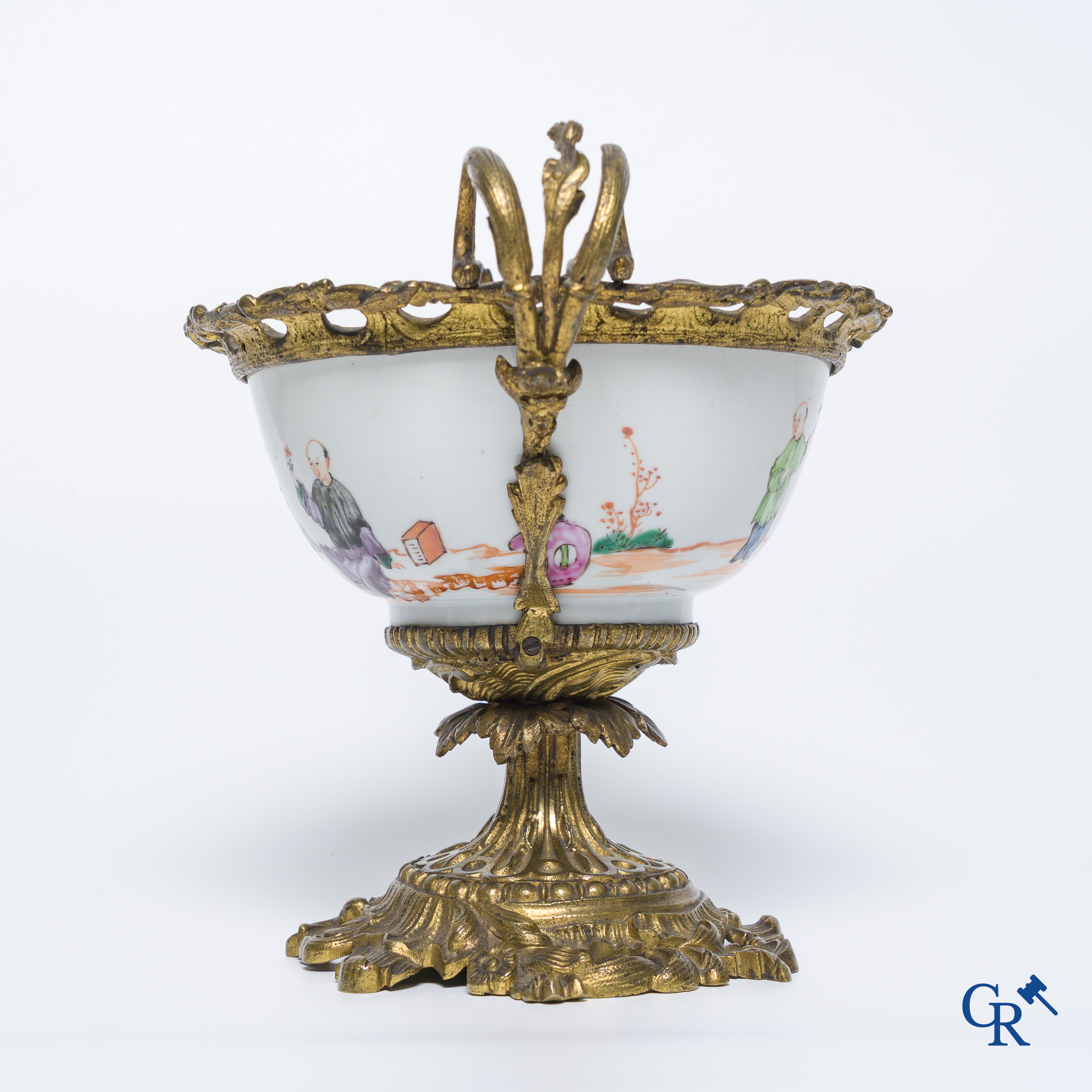 Chinese porcelain: An 18th century gilt-bronze mounted bowl in Chinese export porcelain.