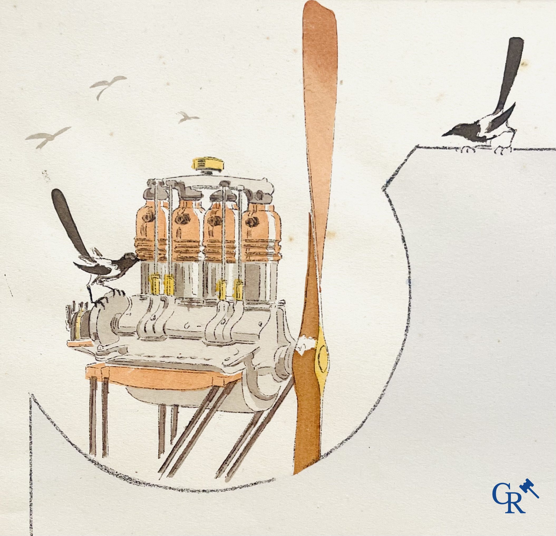 Georges Geo-Bric, Colours lithography. Emile Dubonnet, le gagnant sur monoplan Tellier. Mabileau Paris 1910.