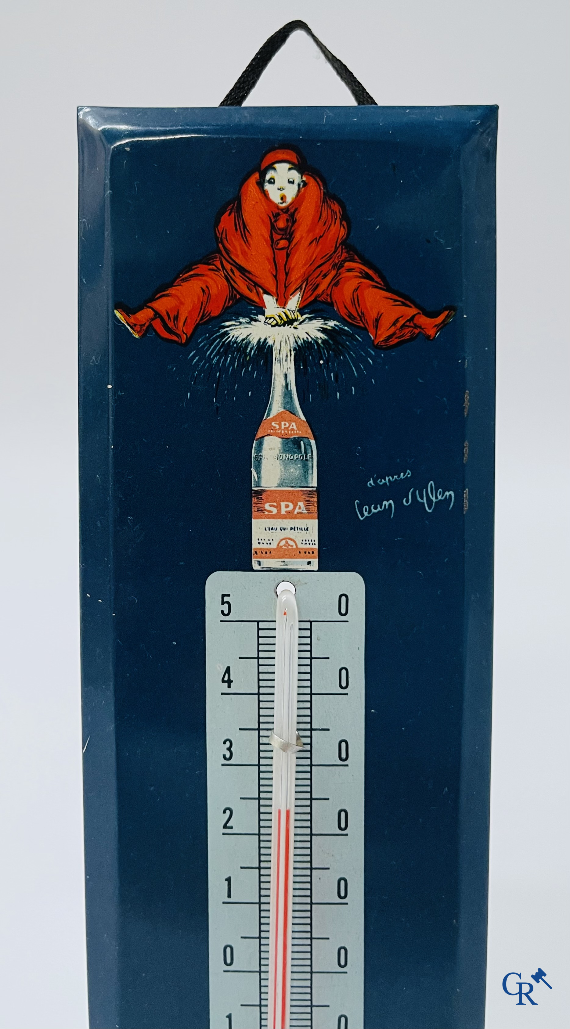 Spa, a publicity for Spa Tonic and a thermometer in printed metal for Spa, after a design by Jean D'Ylen.