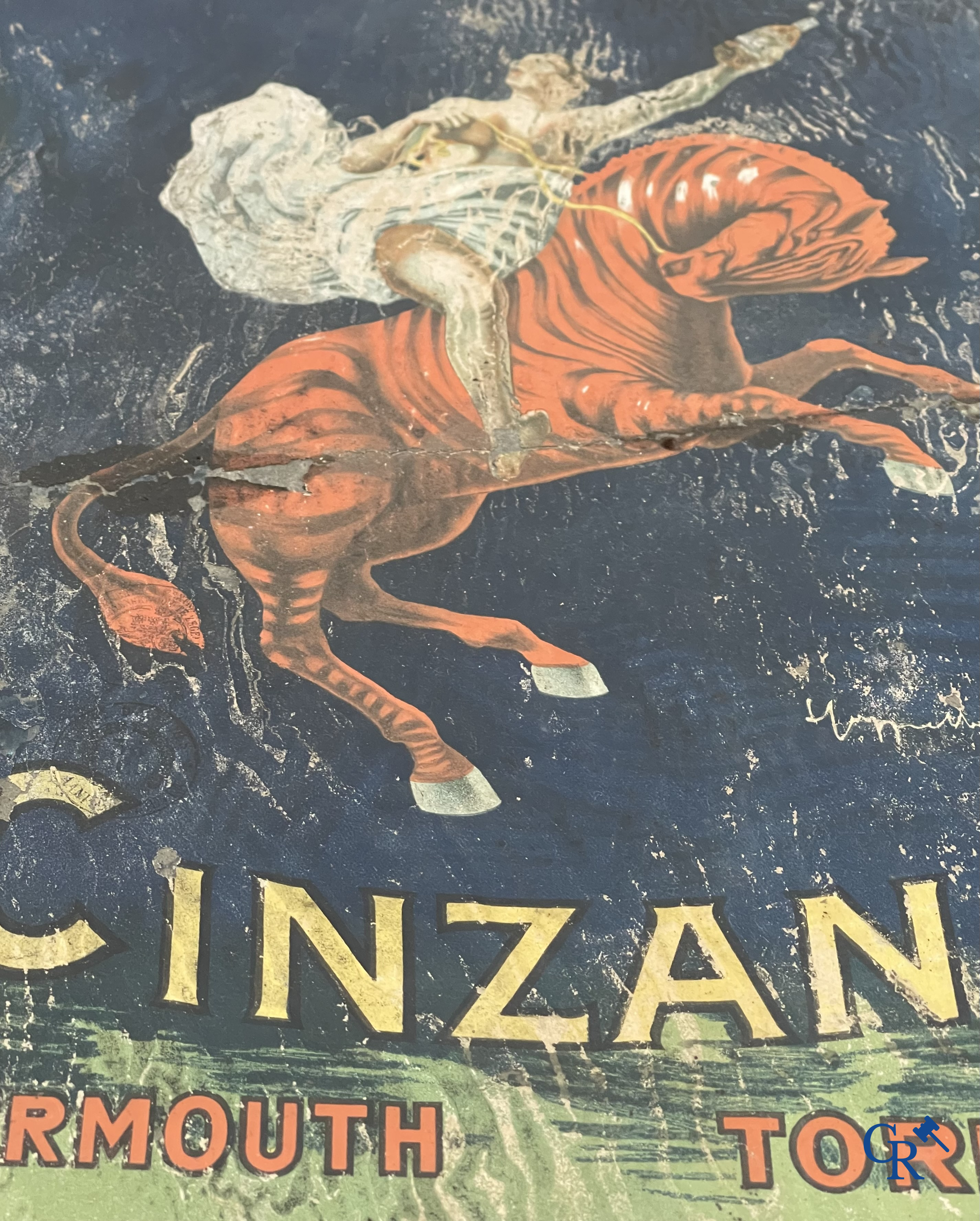 Leonetto Cappiello (1875-1942) Zeldzame originele bistro terrastafel met publiciteit voor Cinzano Vermouth. Circa 1920.