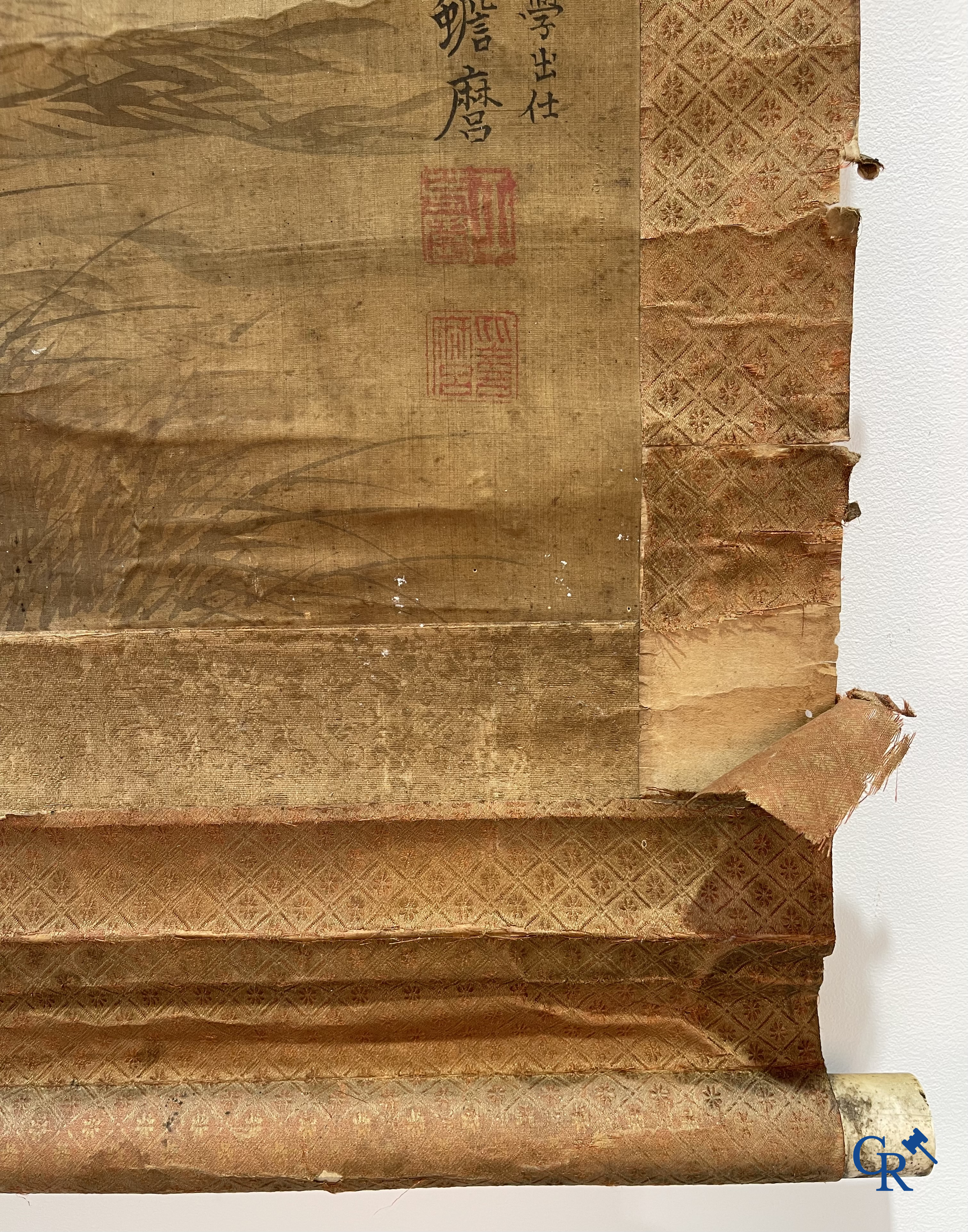 Asian Art, a large Japanese scroll. Signed. 18th century.