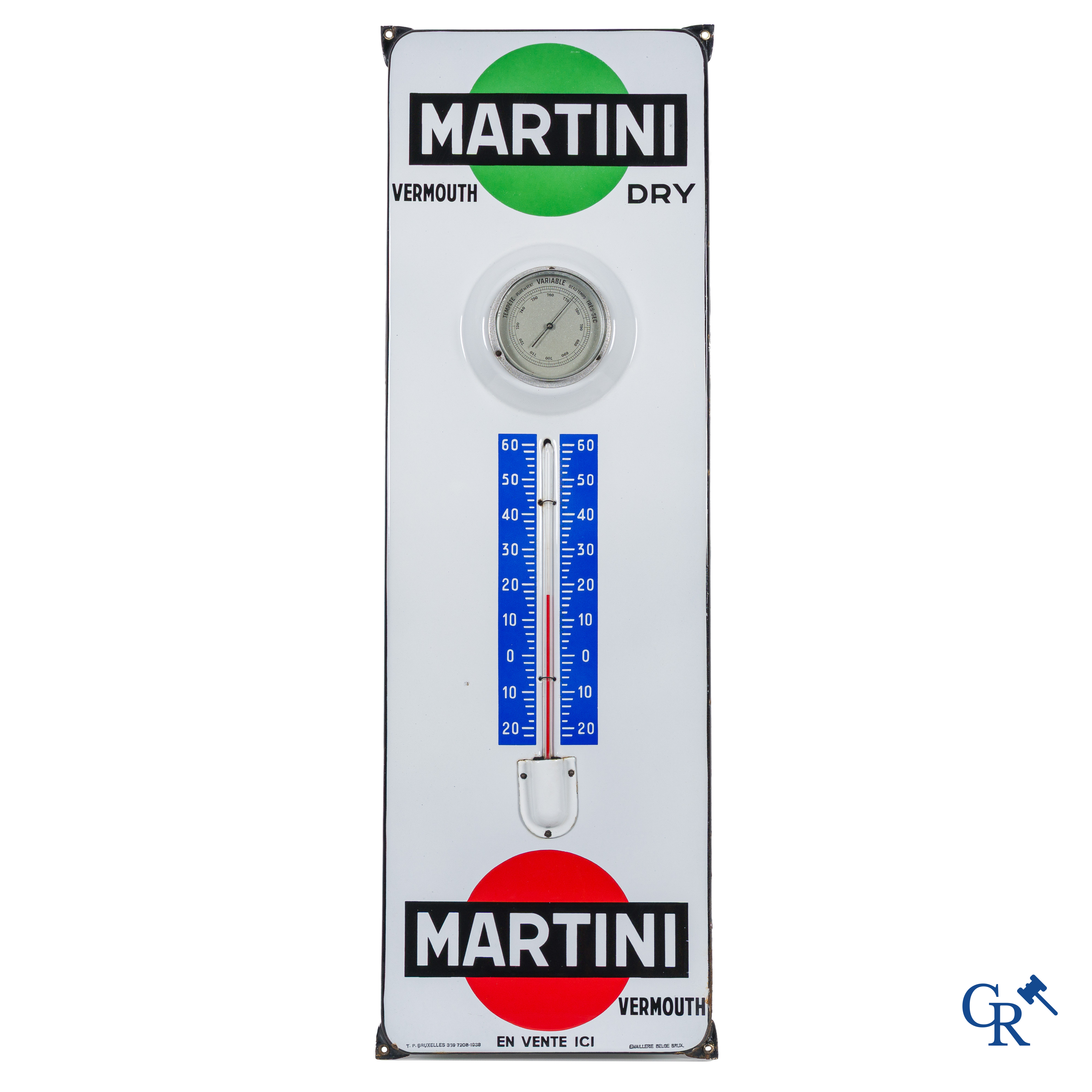 Martini Vermouth, large publicity thermometer barometer for the Martini brand. 1930's.