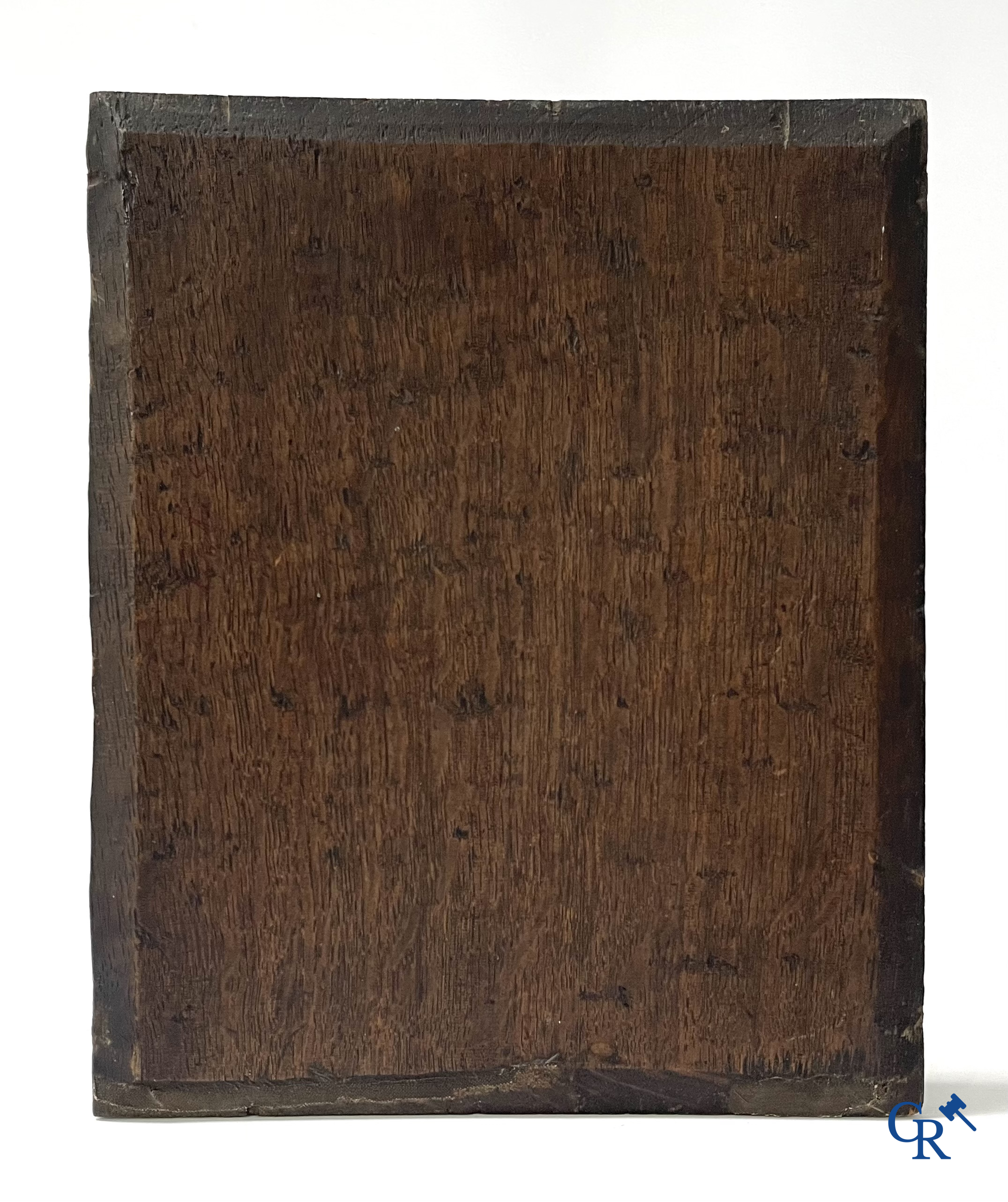 Religious Painting, The Descent of the Holy Spirit. Oil on panel. A lid bowl in silver 900°/00 added.