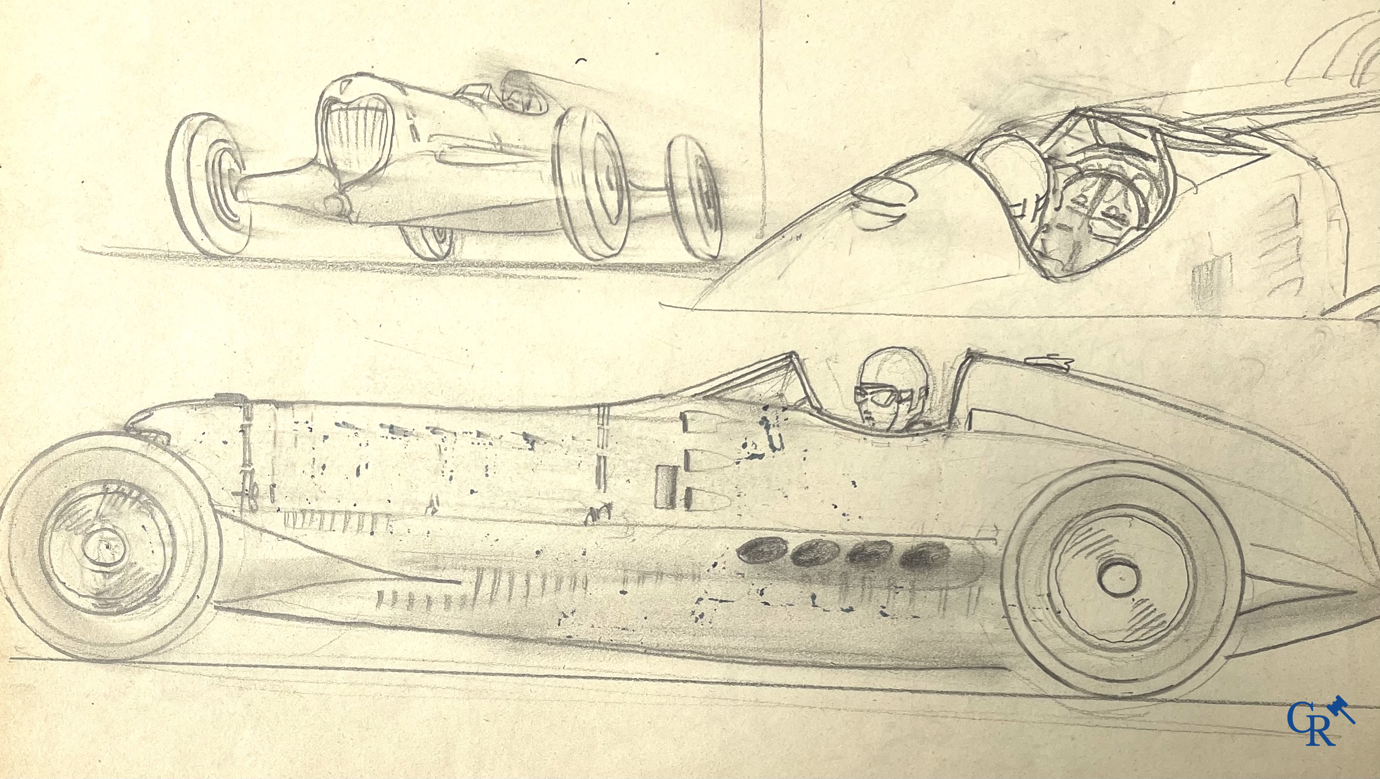 Géo Ham, (Georges Hamel, 1900-1972) "Bolide" Esquisse, crayon sur papier. Années '30.