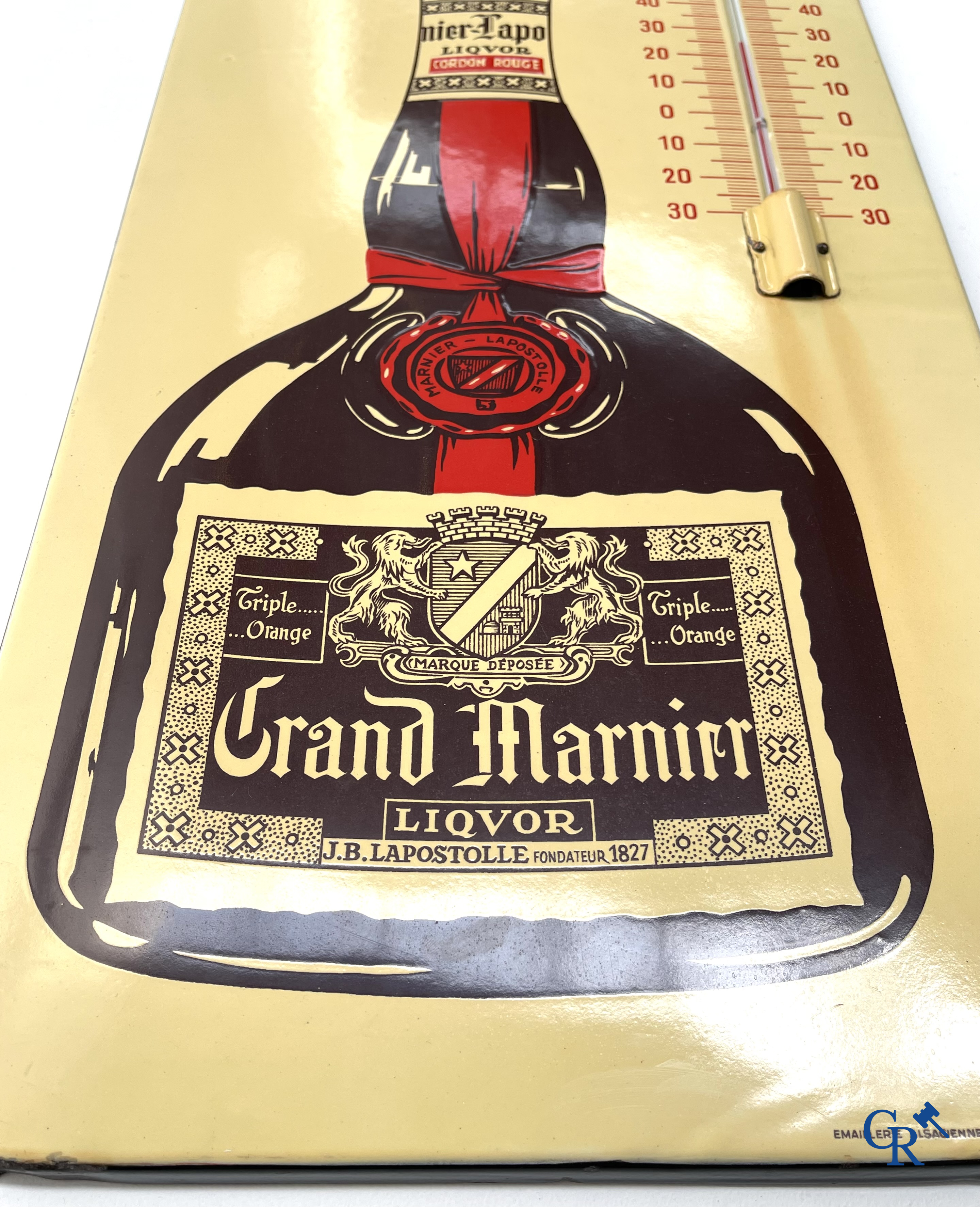 Grand Marnier, Large enamel publicity thermometer for the Grand Marnier liqueur. Enamel Alsacienne Strasbourg.
