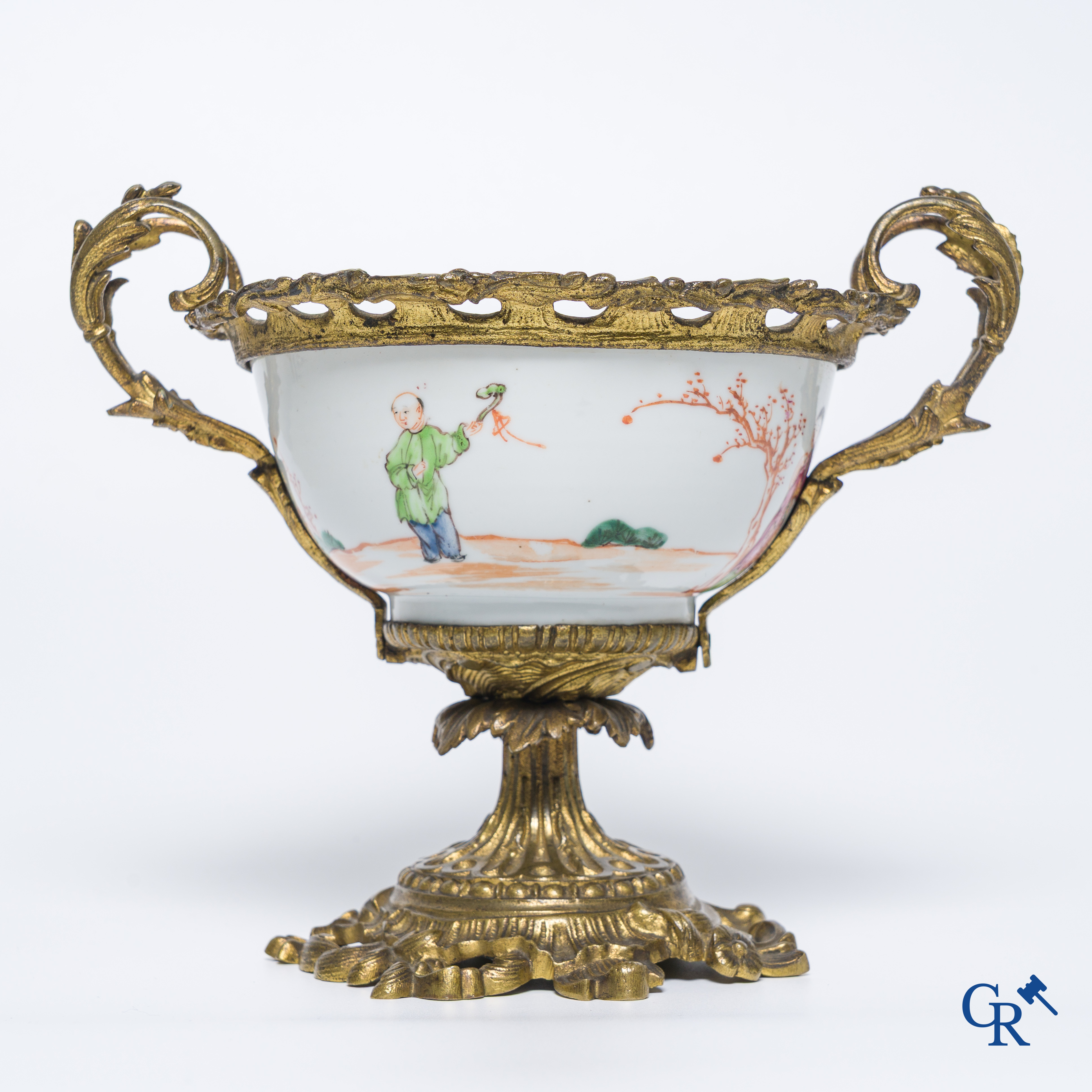 Chinese porcelain: An 18th century gilt-bronze mounted bowl in Chinese export porcelain.