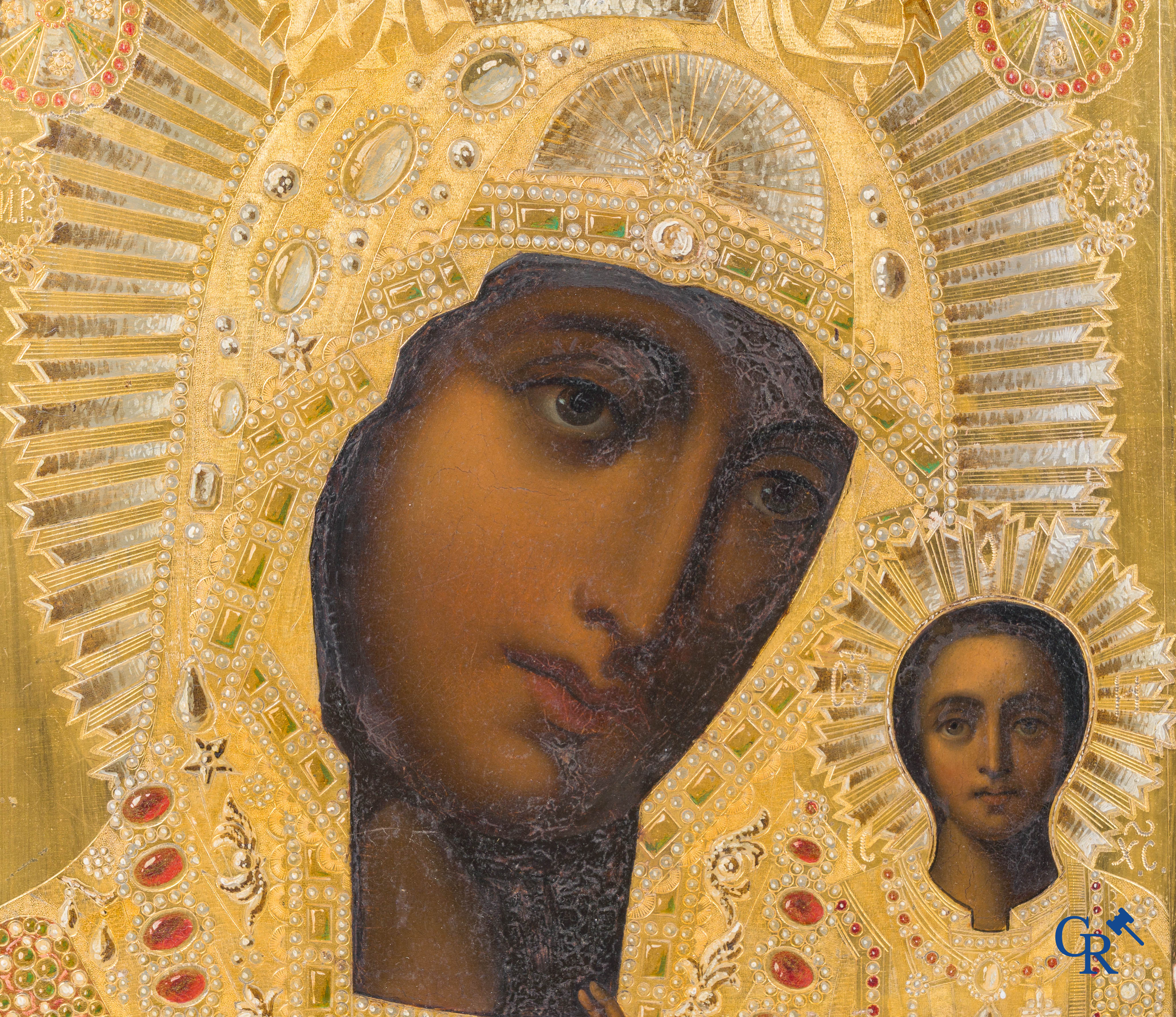 Icon, Important Russian Orthodox icon with image of Mother of God of Kazan.