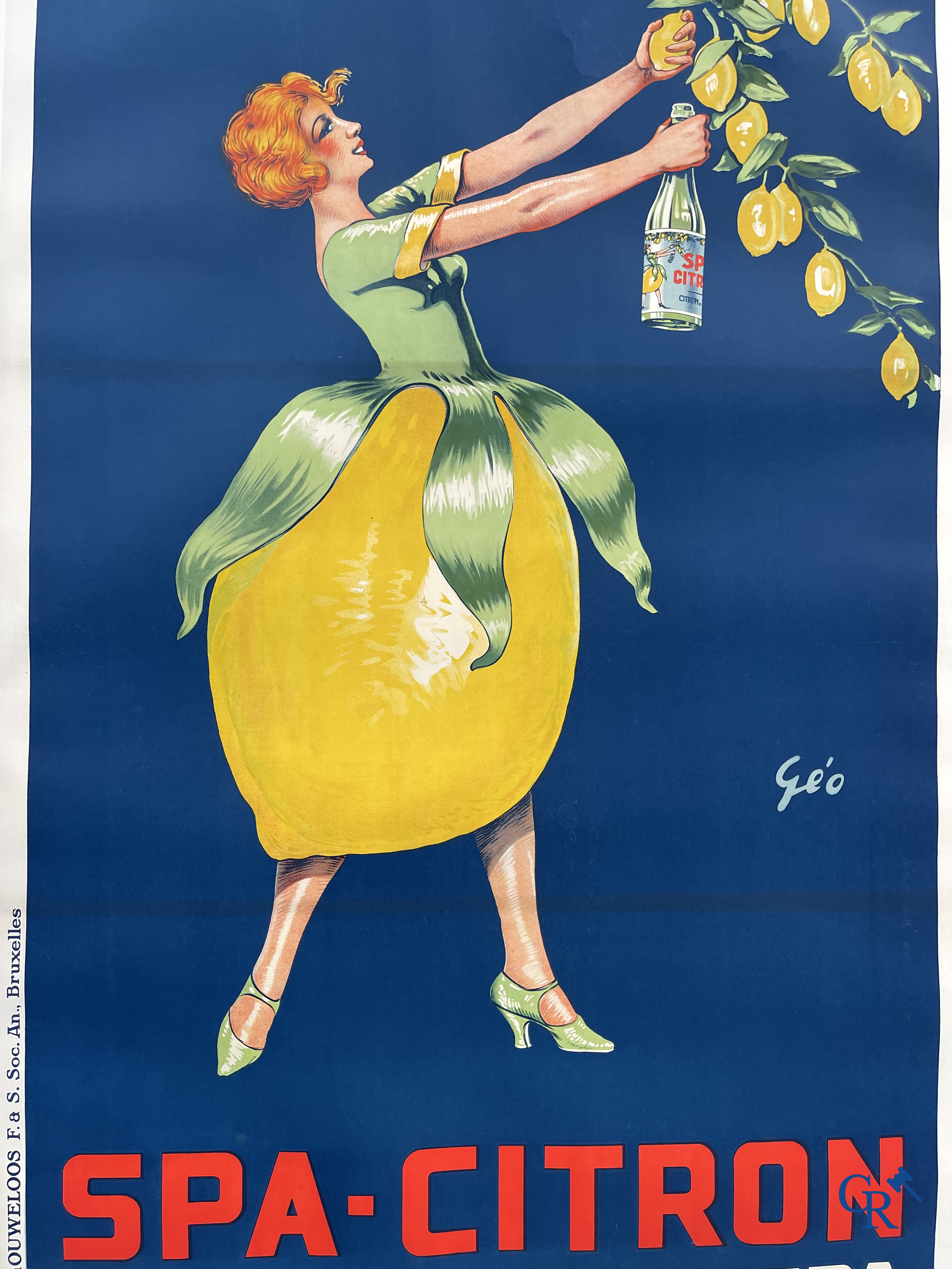Géo, Spa-Citron, Citron et Eau de Spa. Originele publiciteitsaffiche voor Spa Citron. drukkerij Gouweloos Brussel.