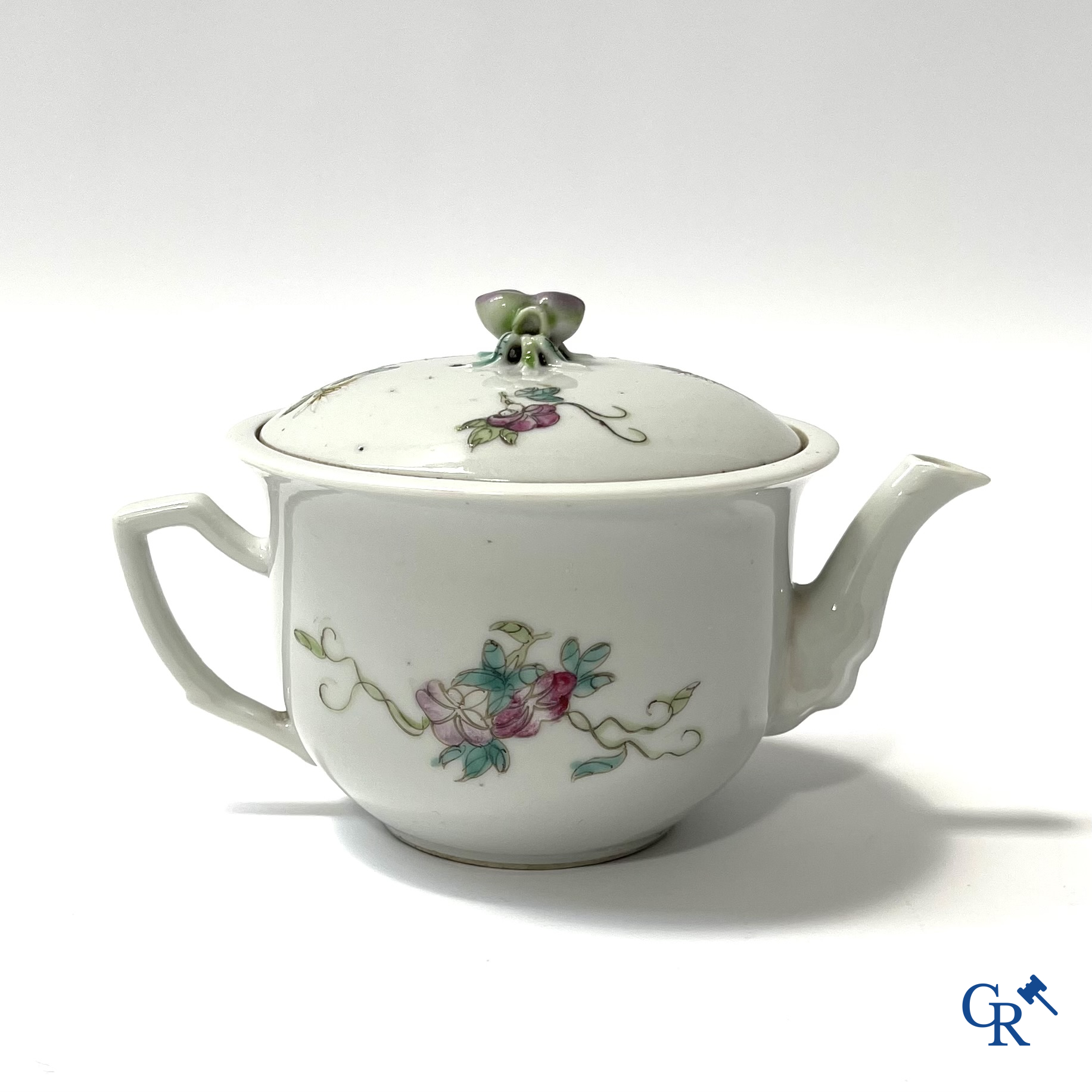 Asian Art, A finely painted Chinese teapot with floral decor. Marked.