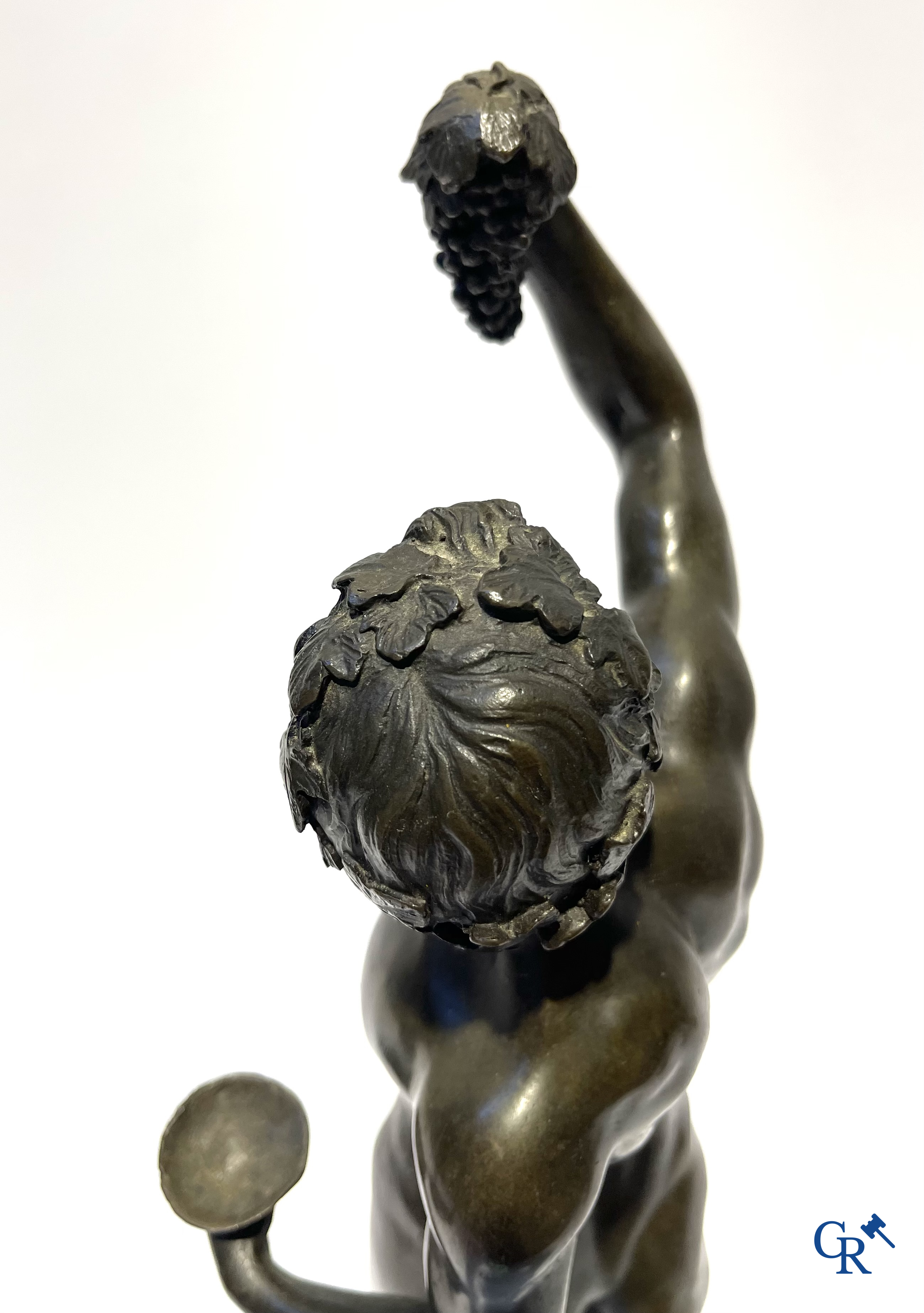 3 bronze statues after the antiques on a marble base. 20th century.