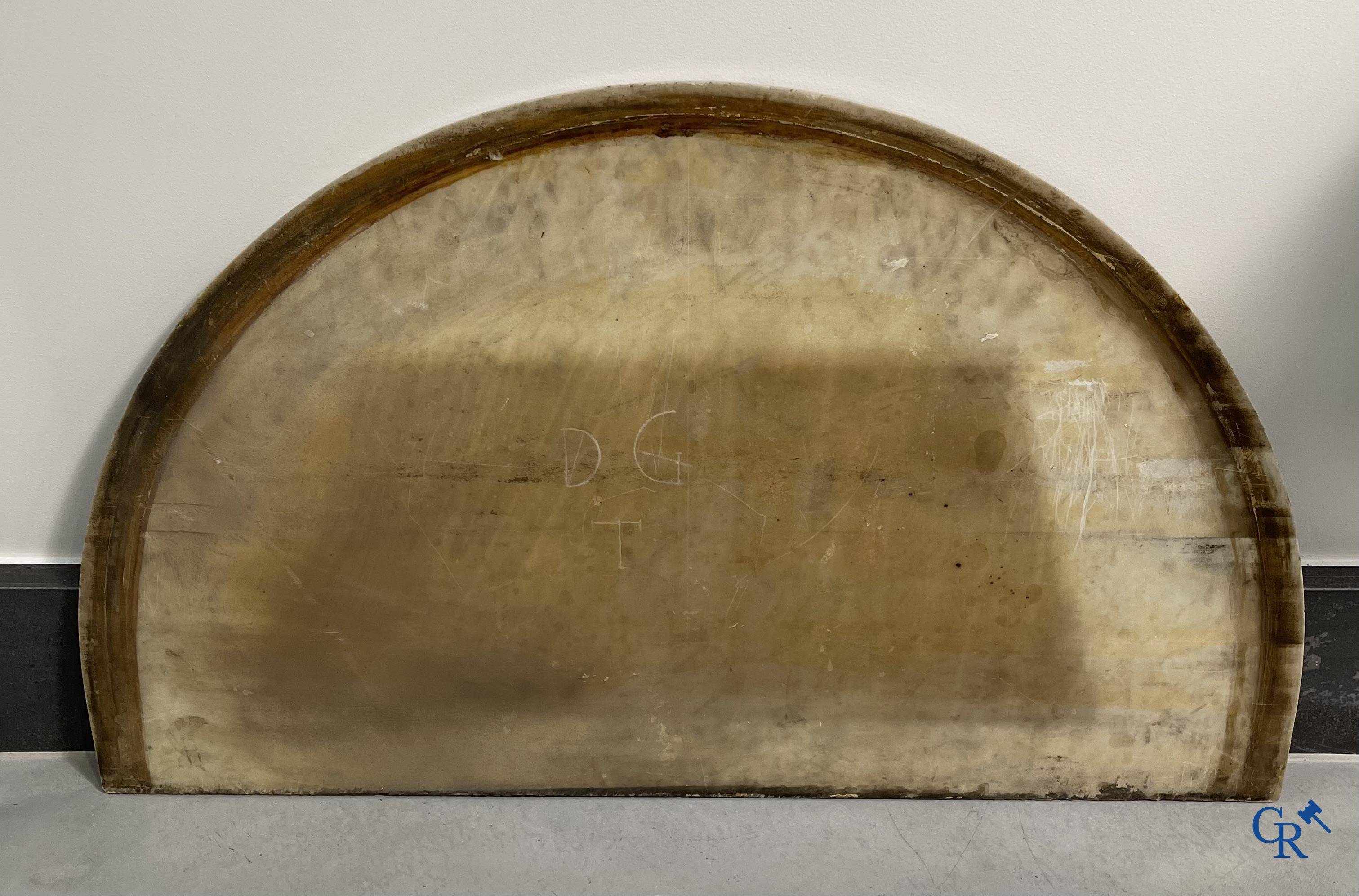 Furniture: Wood sculpted and gilded crescent shaped console. LXVI-period.