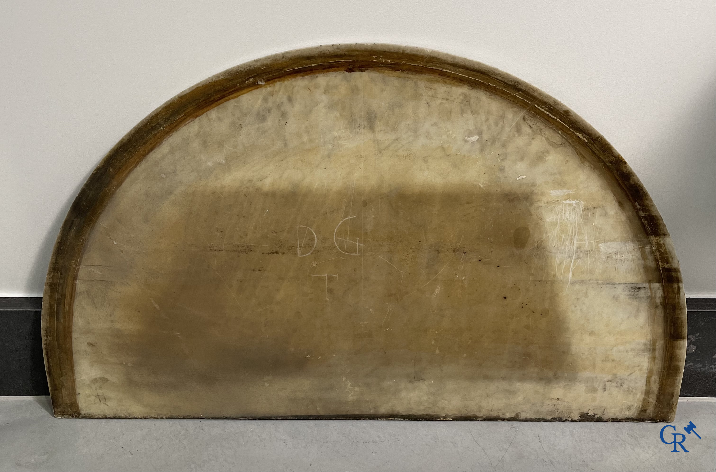 Furniture: Wood sculpted and gilded crescent shaped console. LXVI-period.