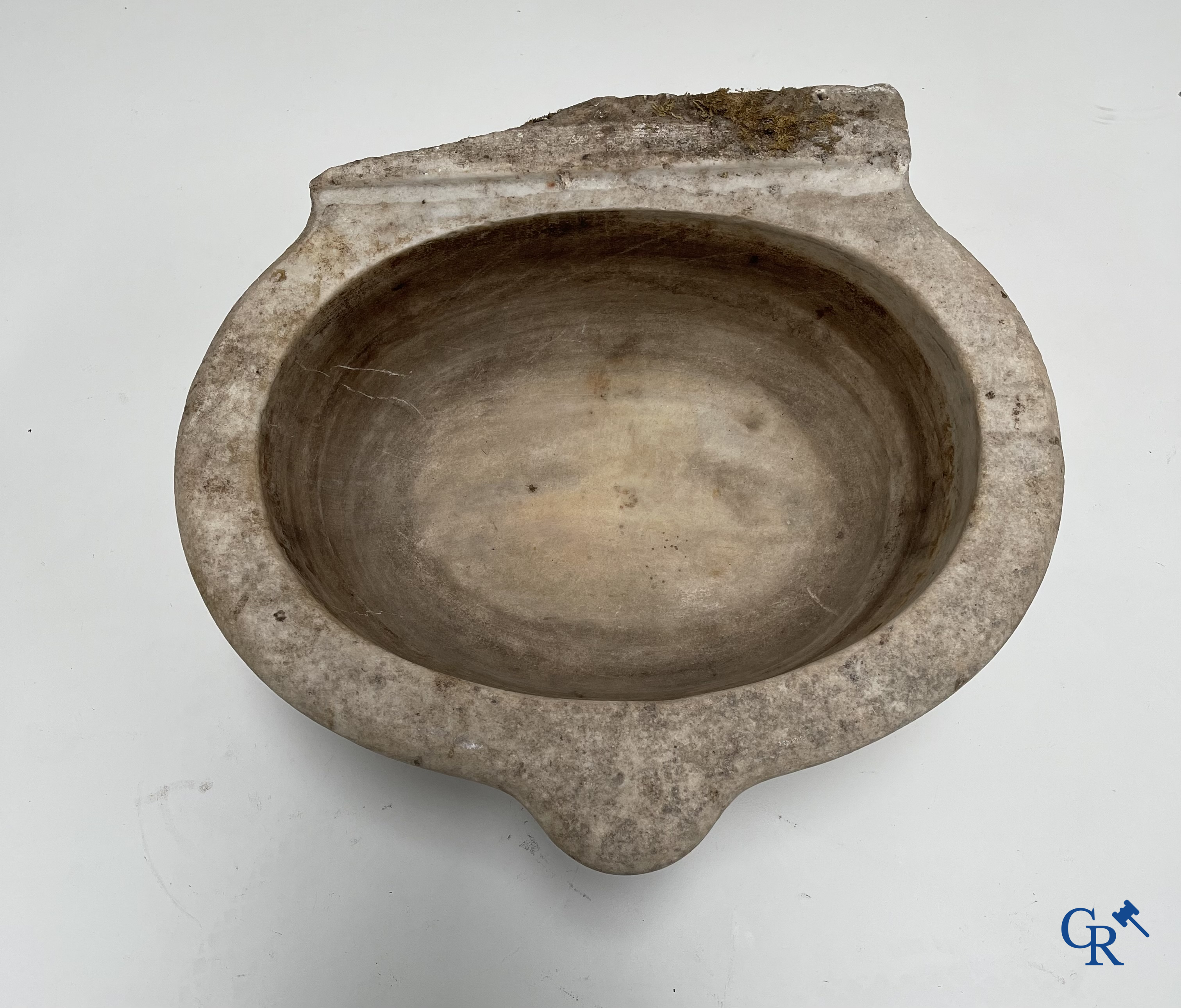 Exceptional large marble holy water barrel or font. 18th century.