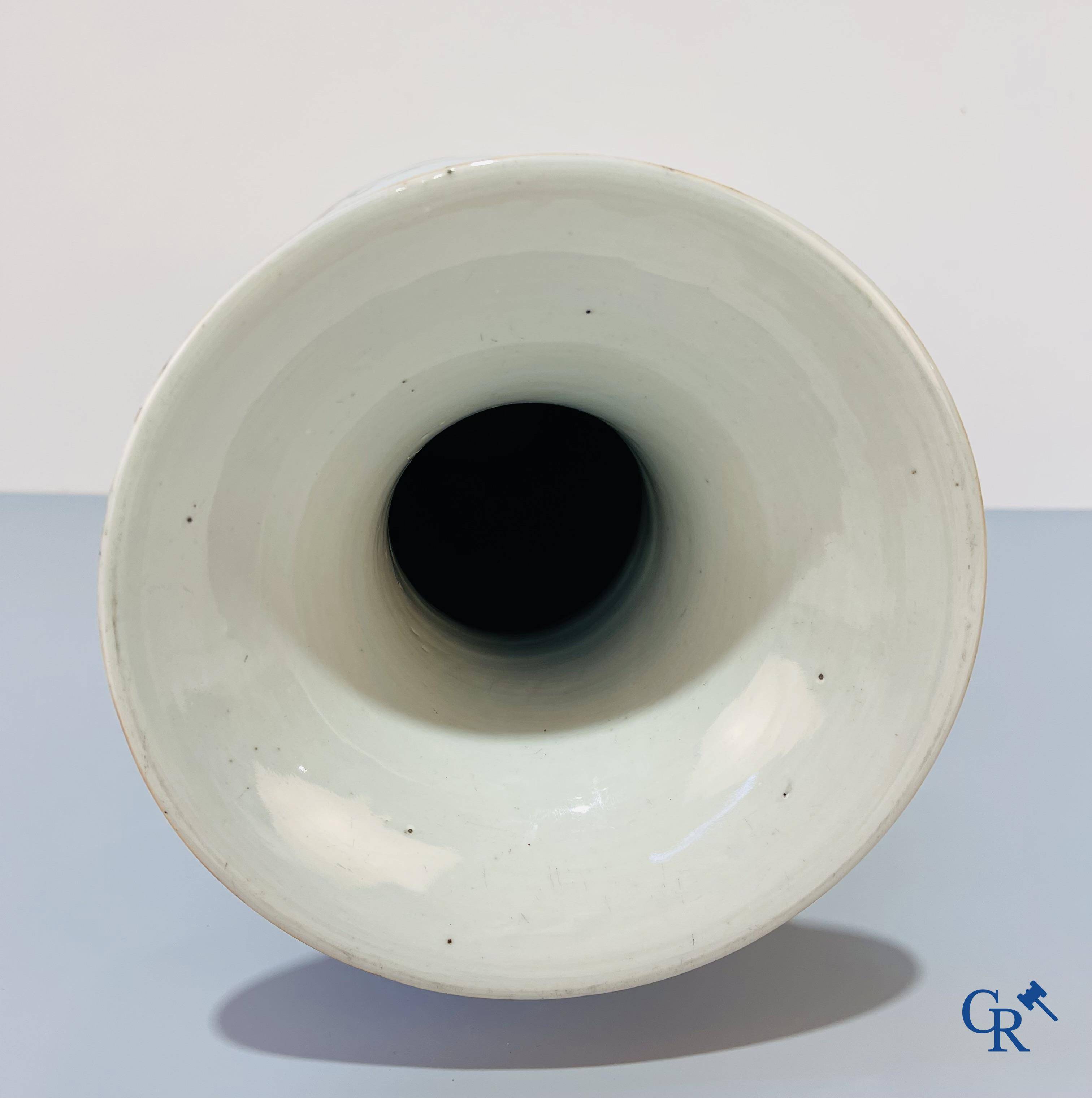 Asian Art, Chinese porcelain, a Chinese double decor vase with court scenes and calligraphy. Republic period.