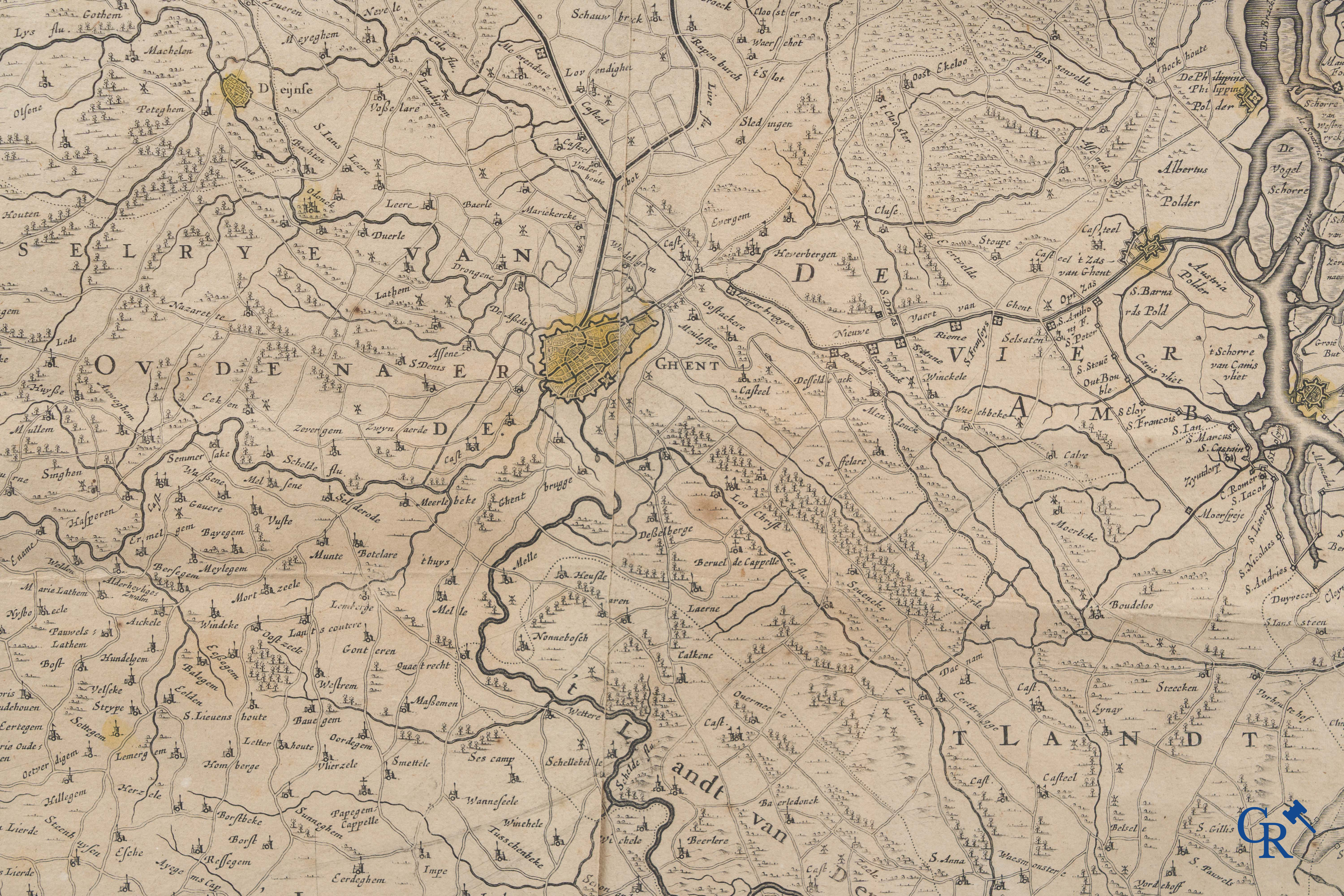 Oudenaarde, 7 antique maps, including battle plans, city and wall plans, etc. 17th-18th century.