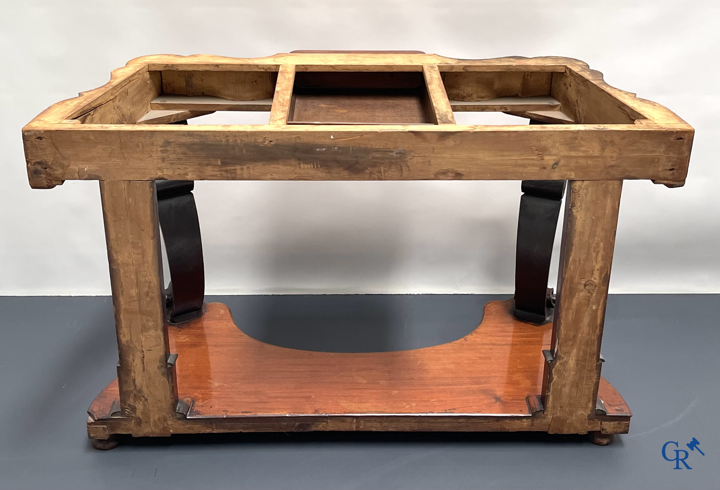 A console with drawer in mahogany and marble. Louis Philippe period.