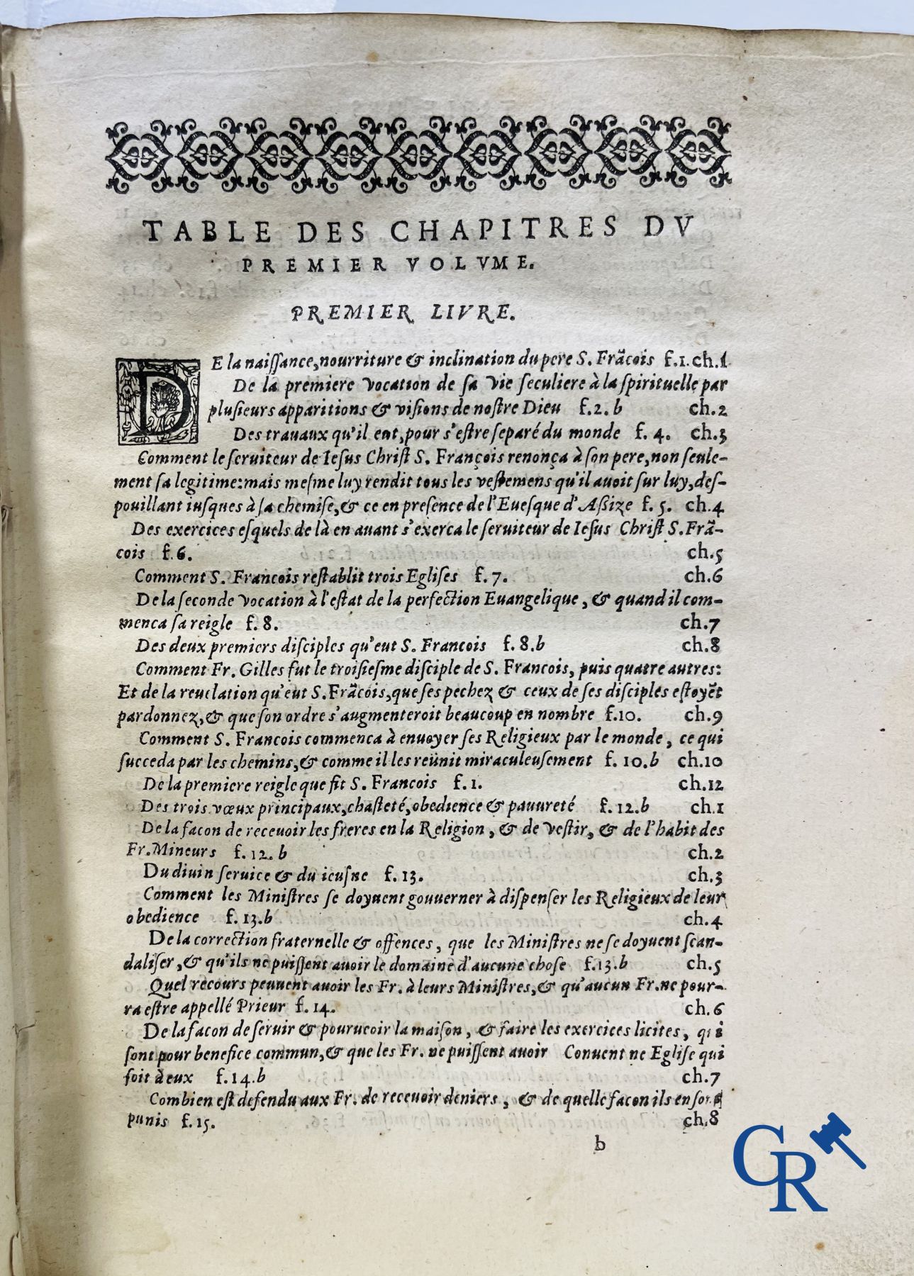 Livres anciens: Marcos de Lisboa, Chronique et institution de l'ordre du Père S. François, Paris 1608.
