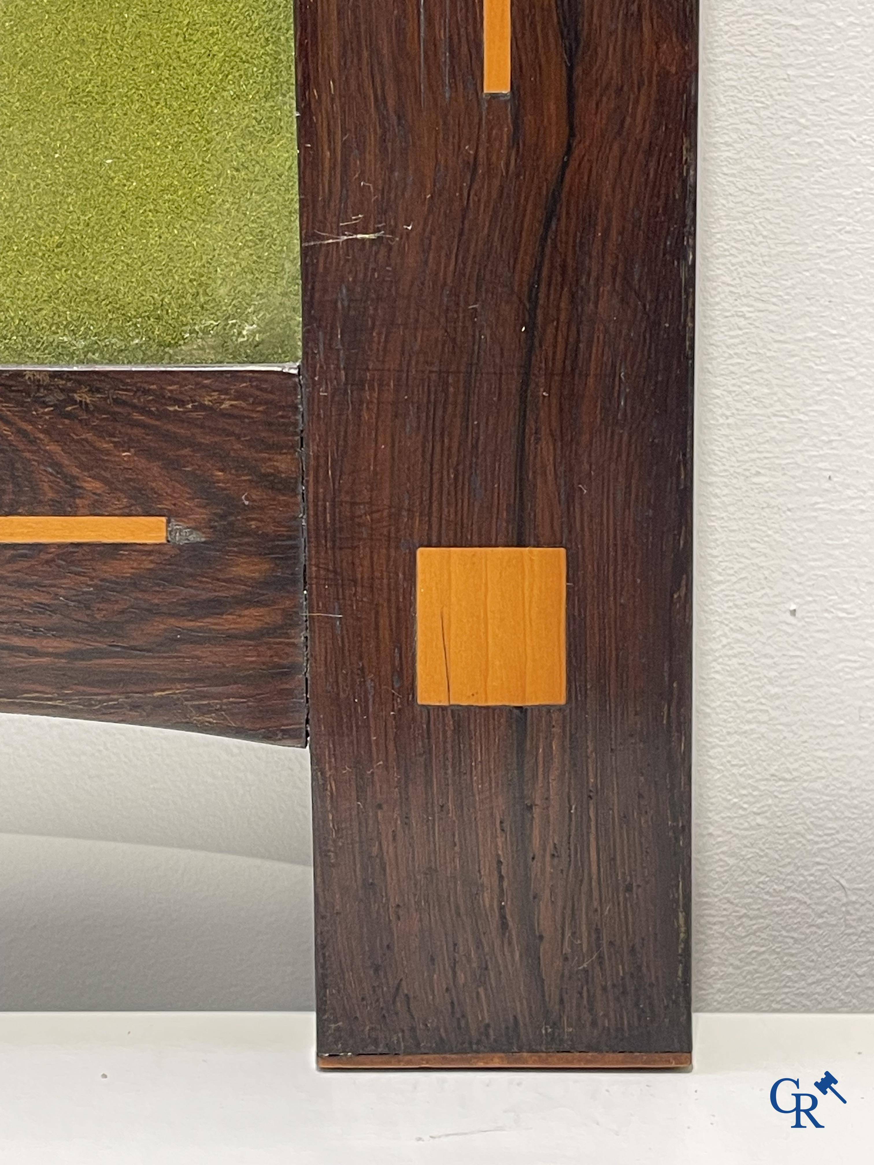 Arts and Crafts circa 1890, most probably Gustave Serrurier-Bovy. Frame in rosewood and sycamore inlay.