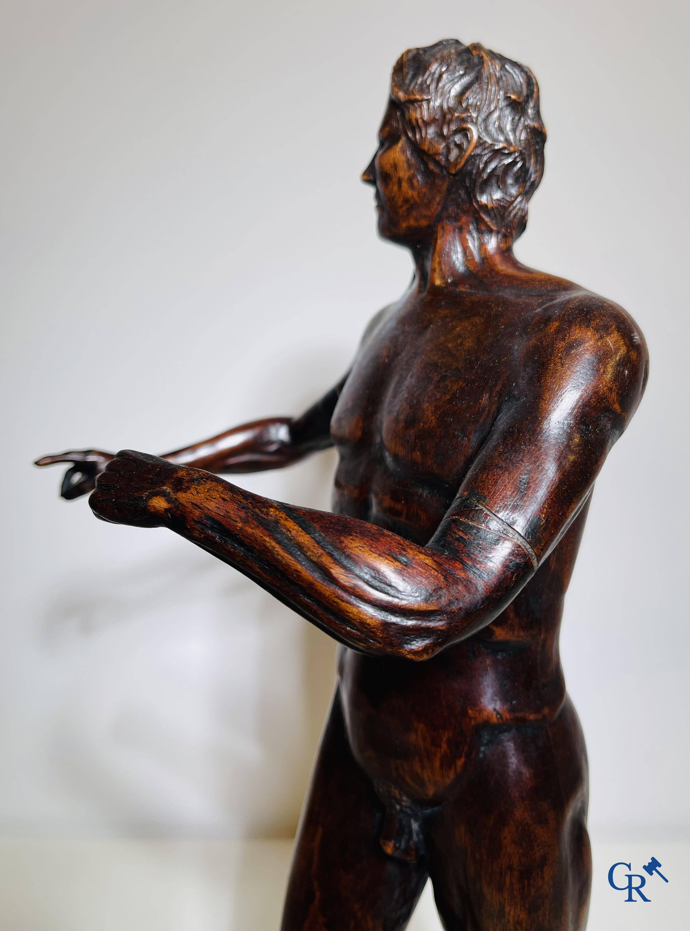 A wooden sculpted model of a standing man. Germany or Italy, 18th-19th century.