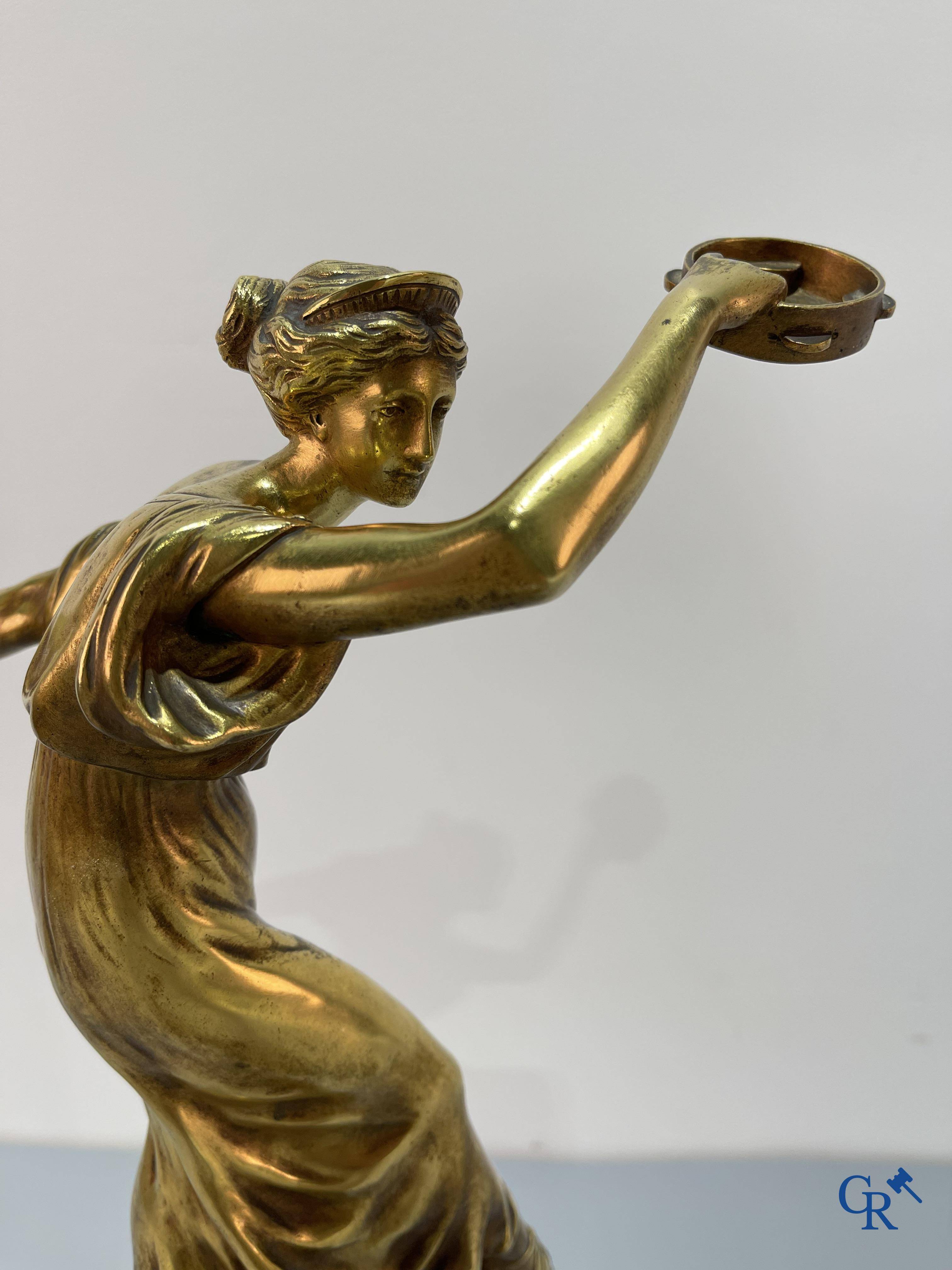 S. Lugli. A bronze Art déco representation of a dancer with tambourines. circa 1910-1920.