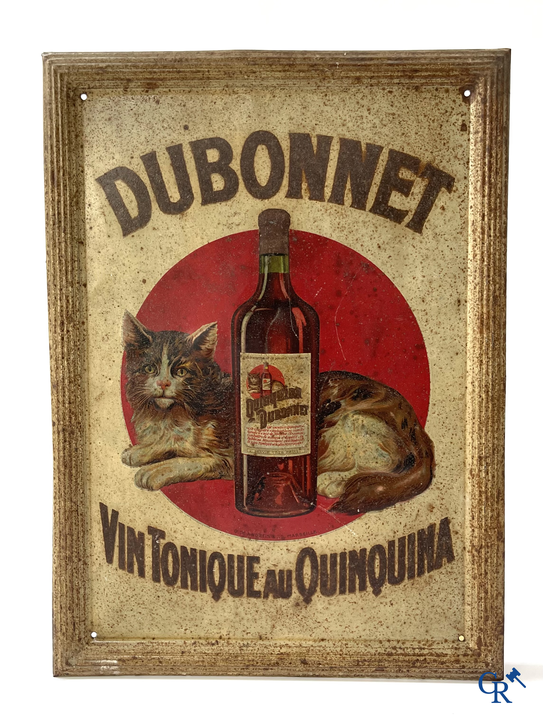 Dubonnet, Publicity printed on metal for Dubonnet, Vin Tonique au Quinquina. Imp. G. De Andreis & Cie. 1920's.