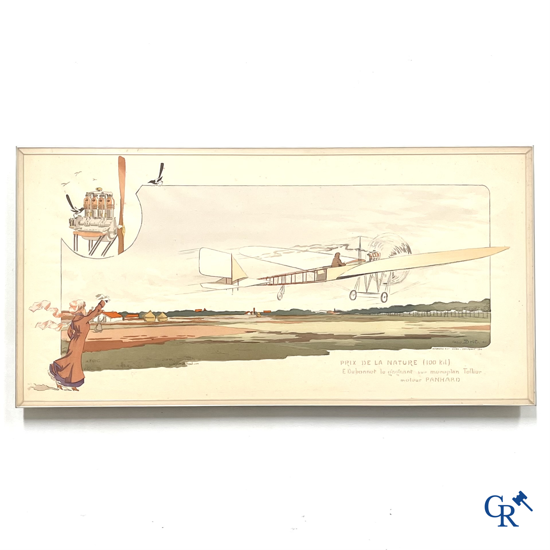 Georges Geo-Bric, Colours lithography. Emile Dubonnet, le gagnant sur monoplan Tellier. Mabileau Paris 1910.