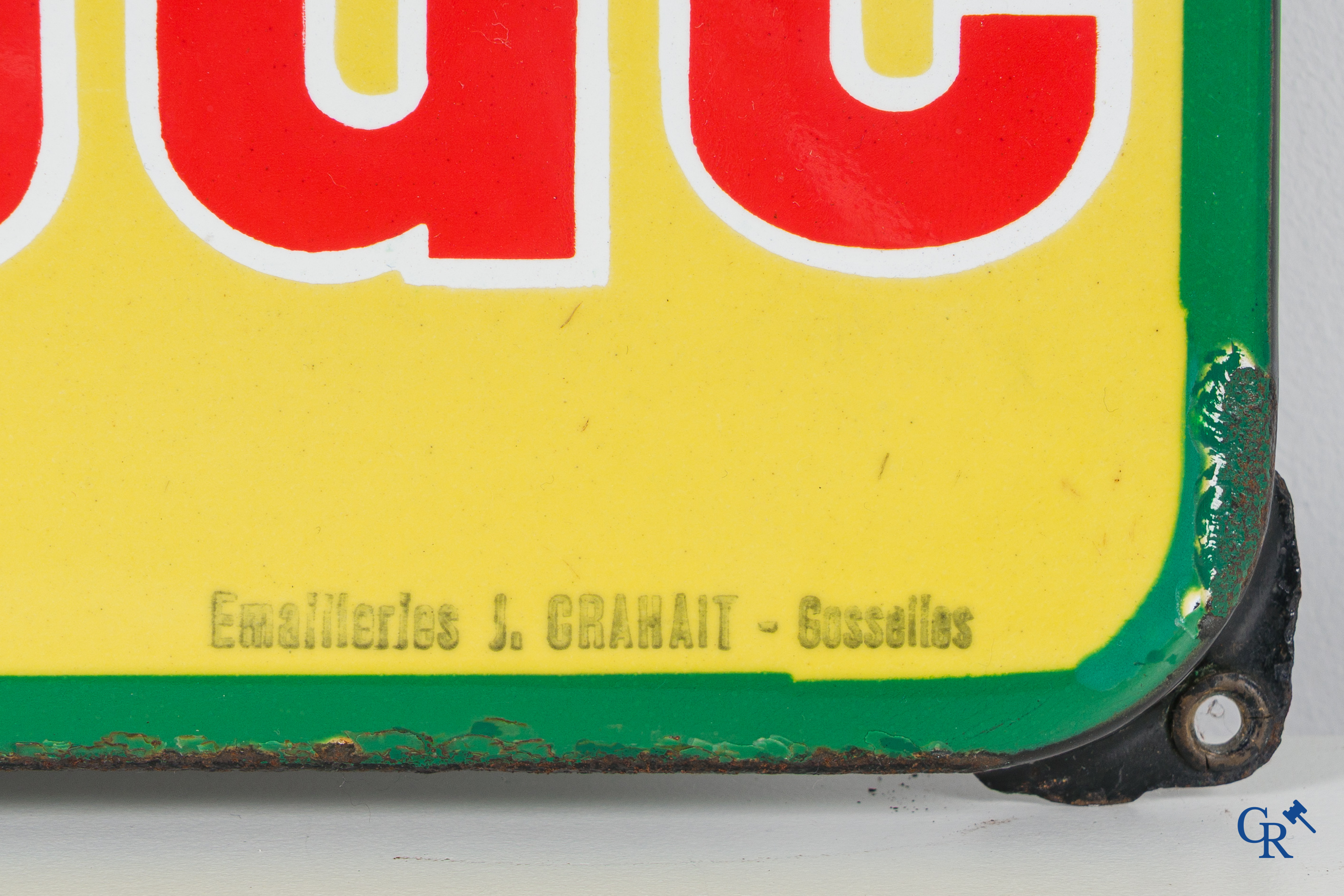 Semois Mon Tabac, Tabak Welta. A pair of enamel advertising signs for Achille Welle tobacco products. 1954.