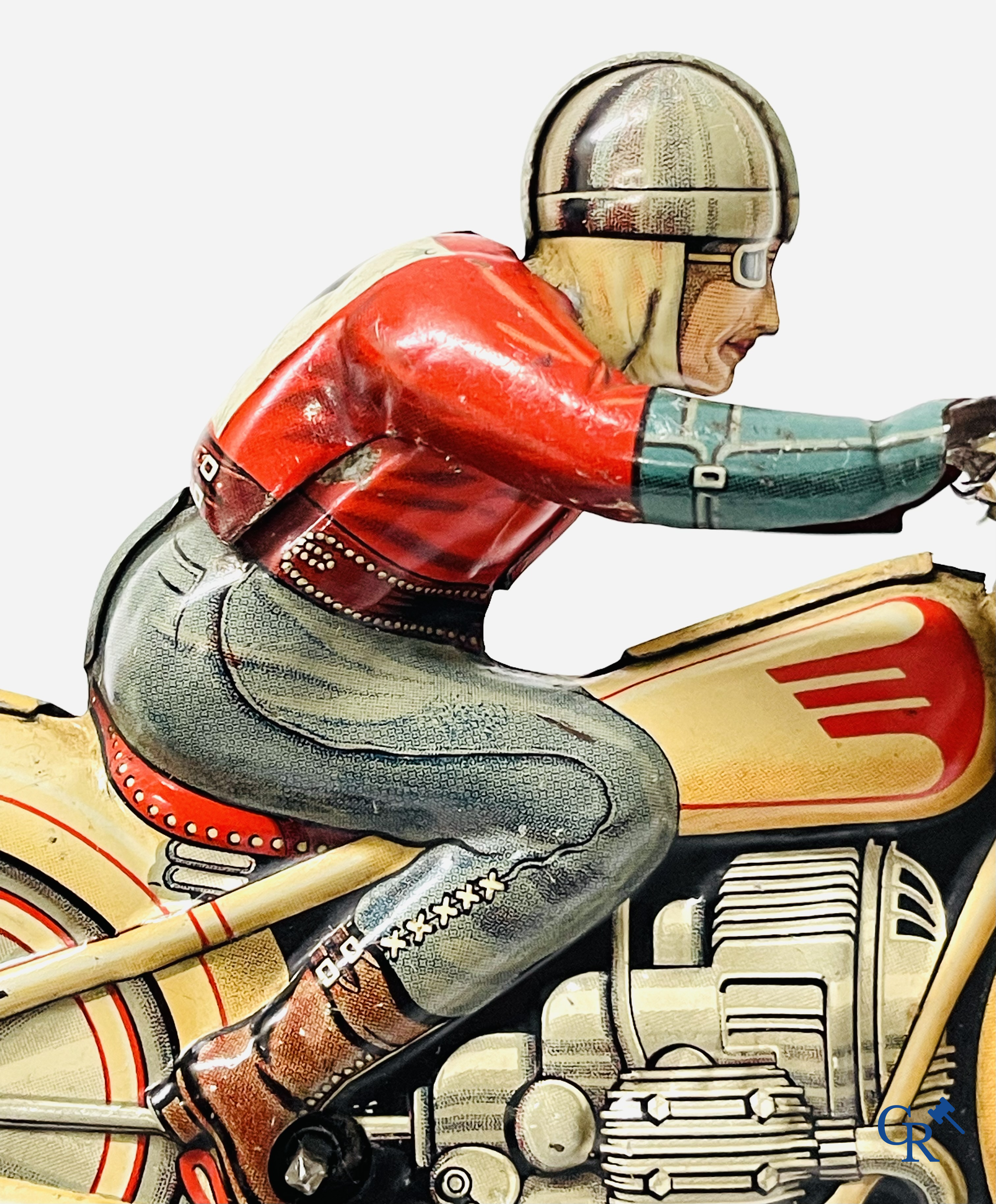 Technofix G.E. 255. Een mechanisch blikken speelgoed motorfiets. Made in U.S. - zone Germany.