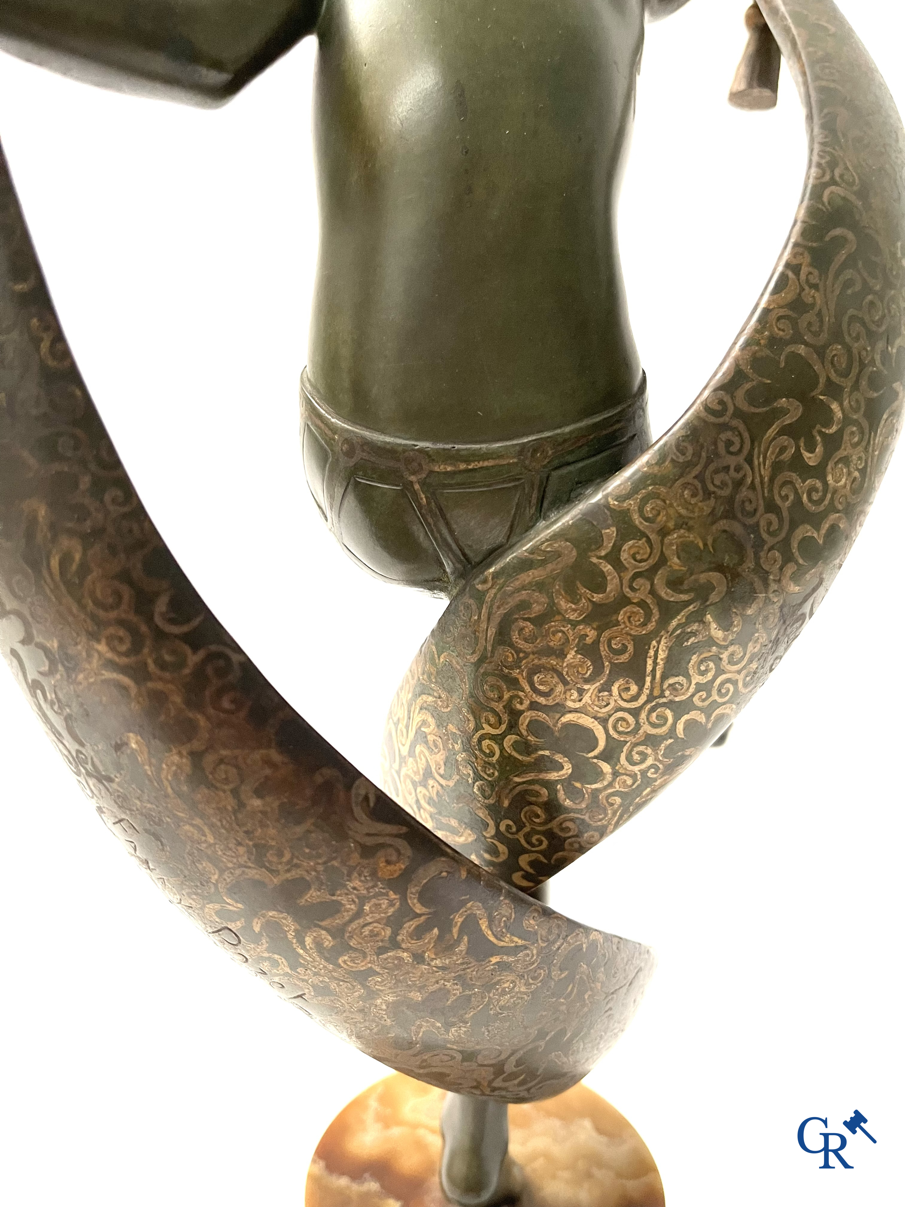 Fanny Rozet (1881-1921), Art Deco sculpture in patinated and damascened bronze. Signed.