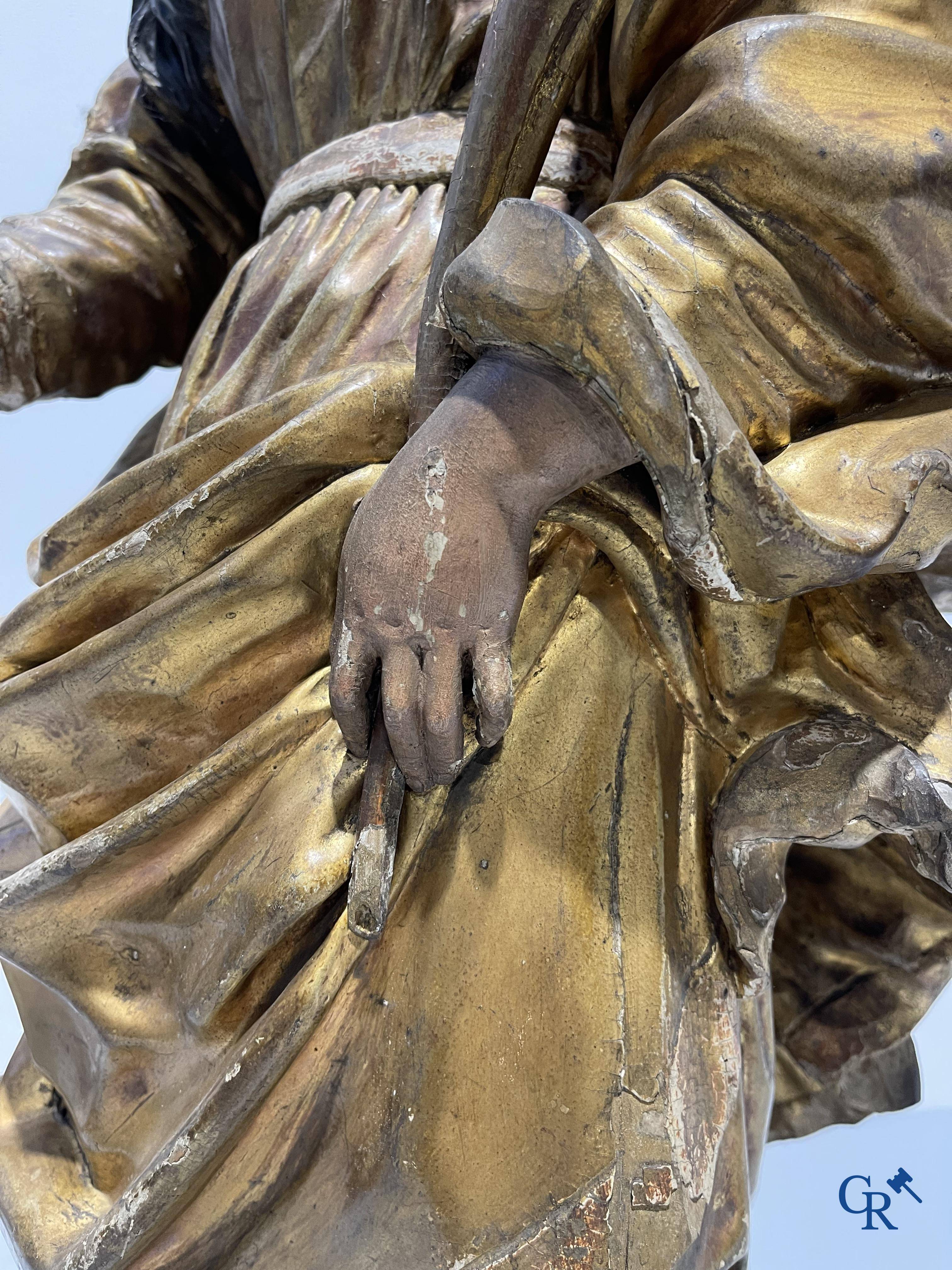 Exceptionally polychrome wooden statue of Saint Catherine of Alexandria with glass eyes, 18th century.