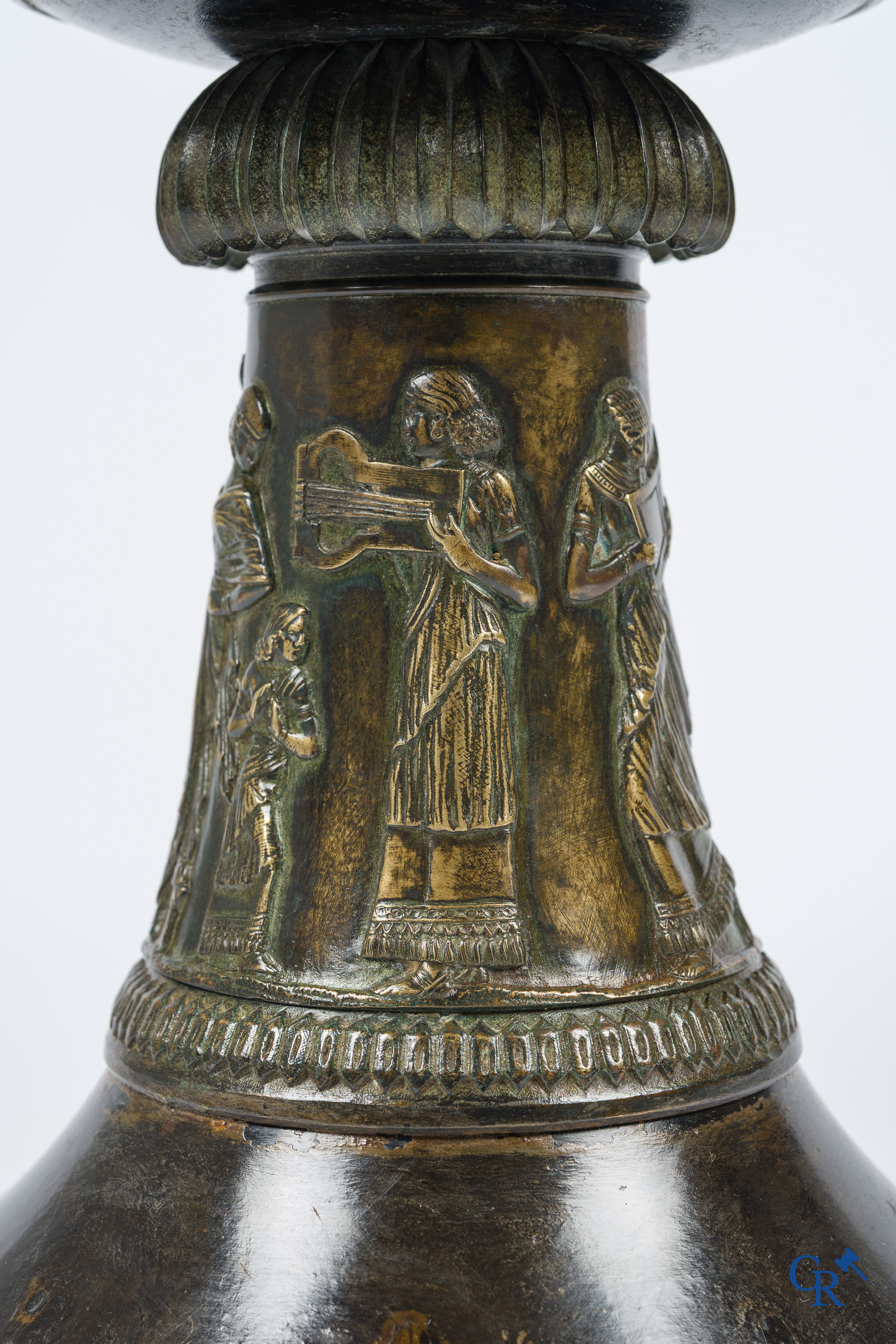 Charles Stanislas Matifat (1820-1875) Bronze Kylix-shaped vase with Lamassu handles. France circa 1860.