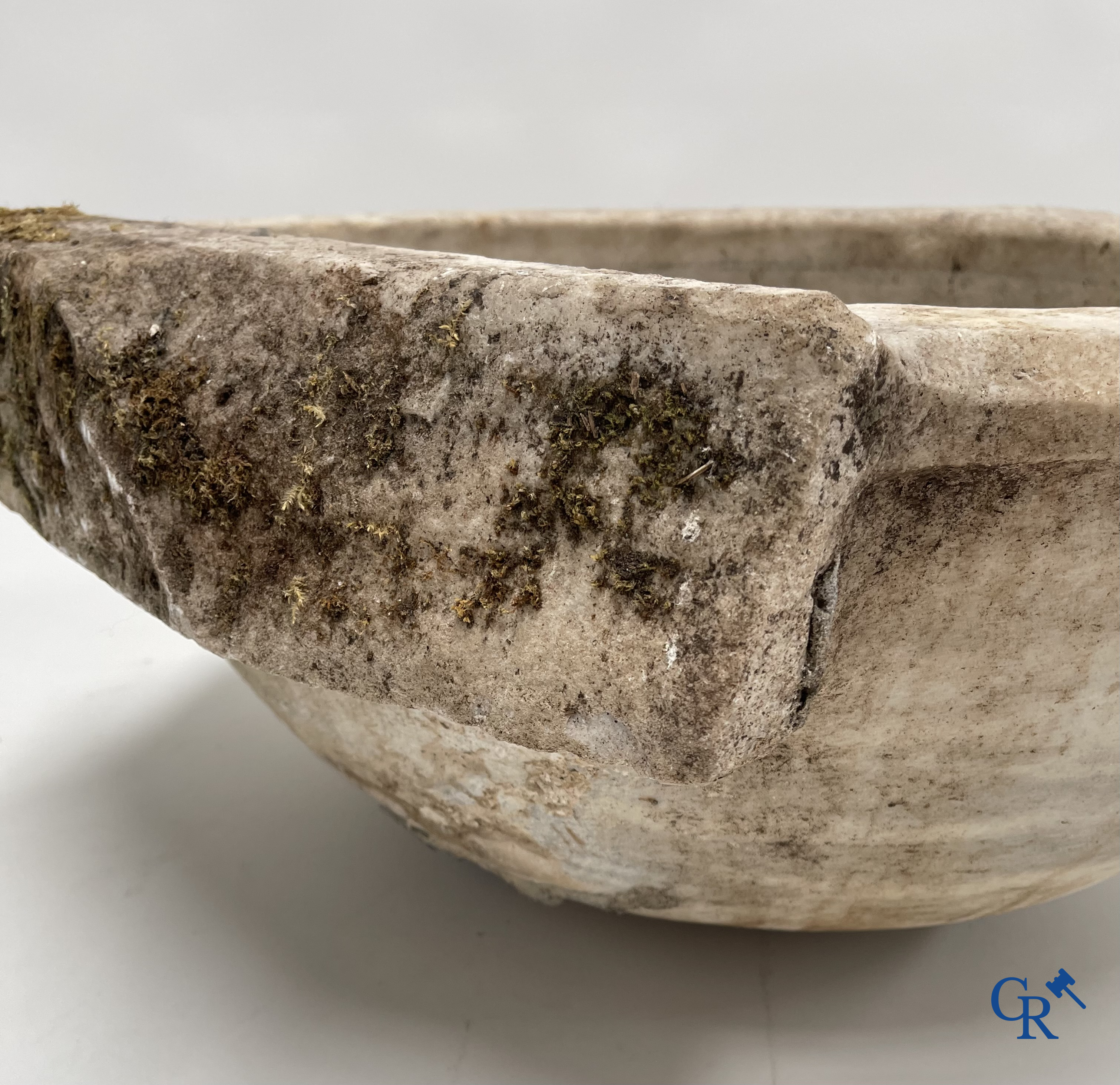 Exceptional large marble holy water barrel or font. 18th century.