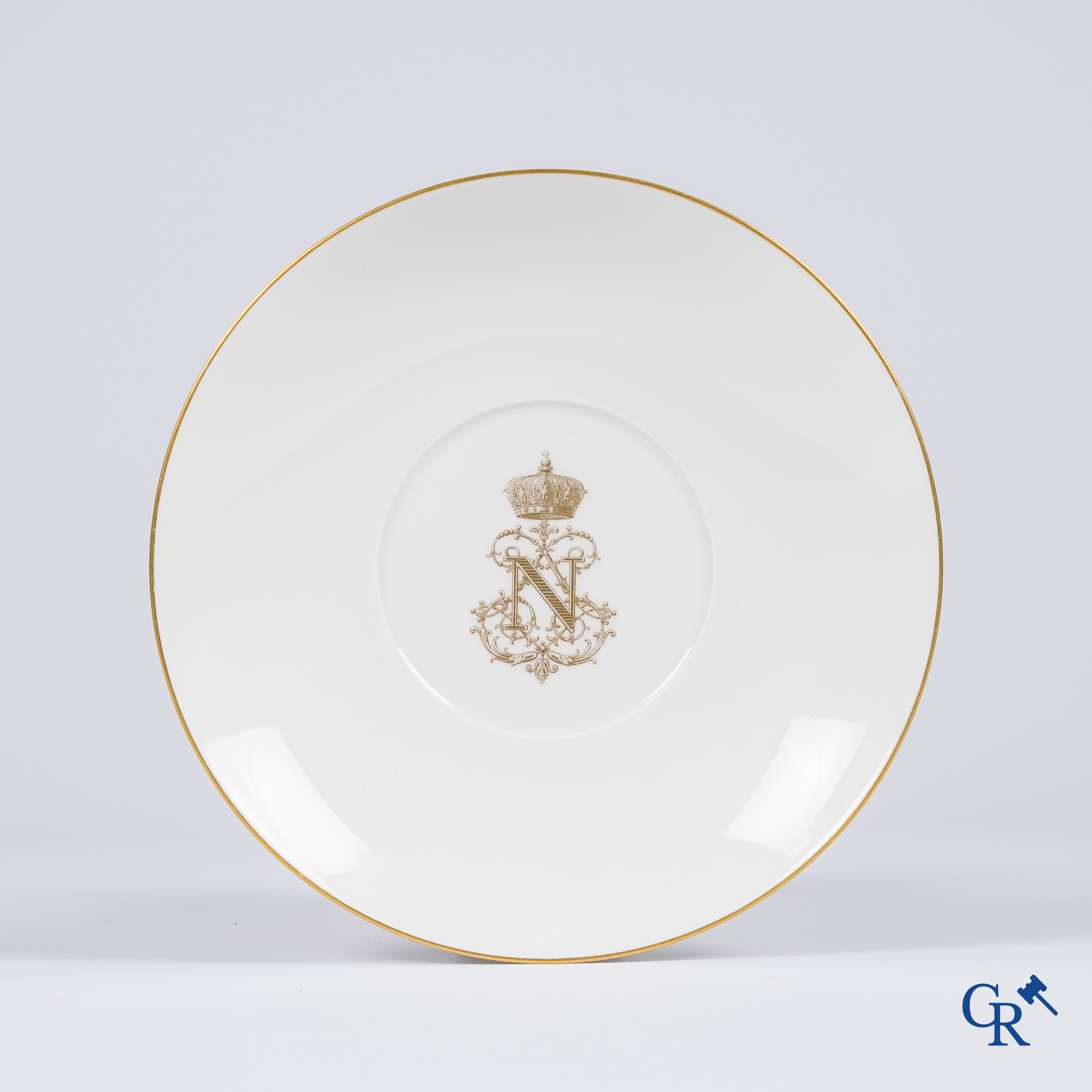 Sèvres, Napoléon III. Large cup and saucer, a small sugar pot attached. Marked and dated 1861, '64 and '67.