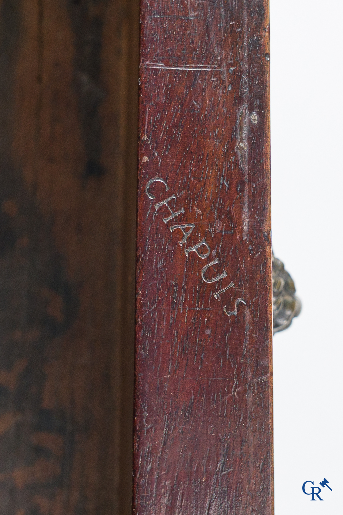 Chapuis, a mahogany wooden men's dressing table and ladies' dressing table with chiseled bronzes. Empire, circa 1810.