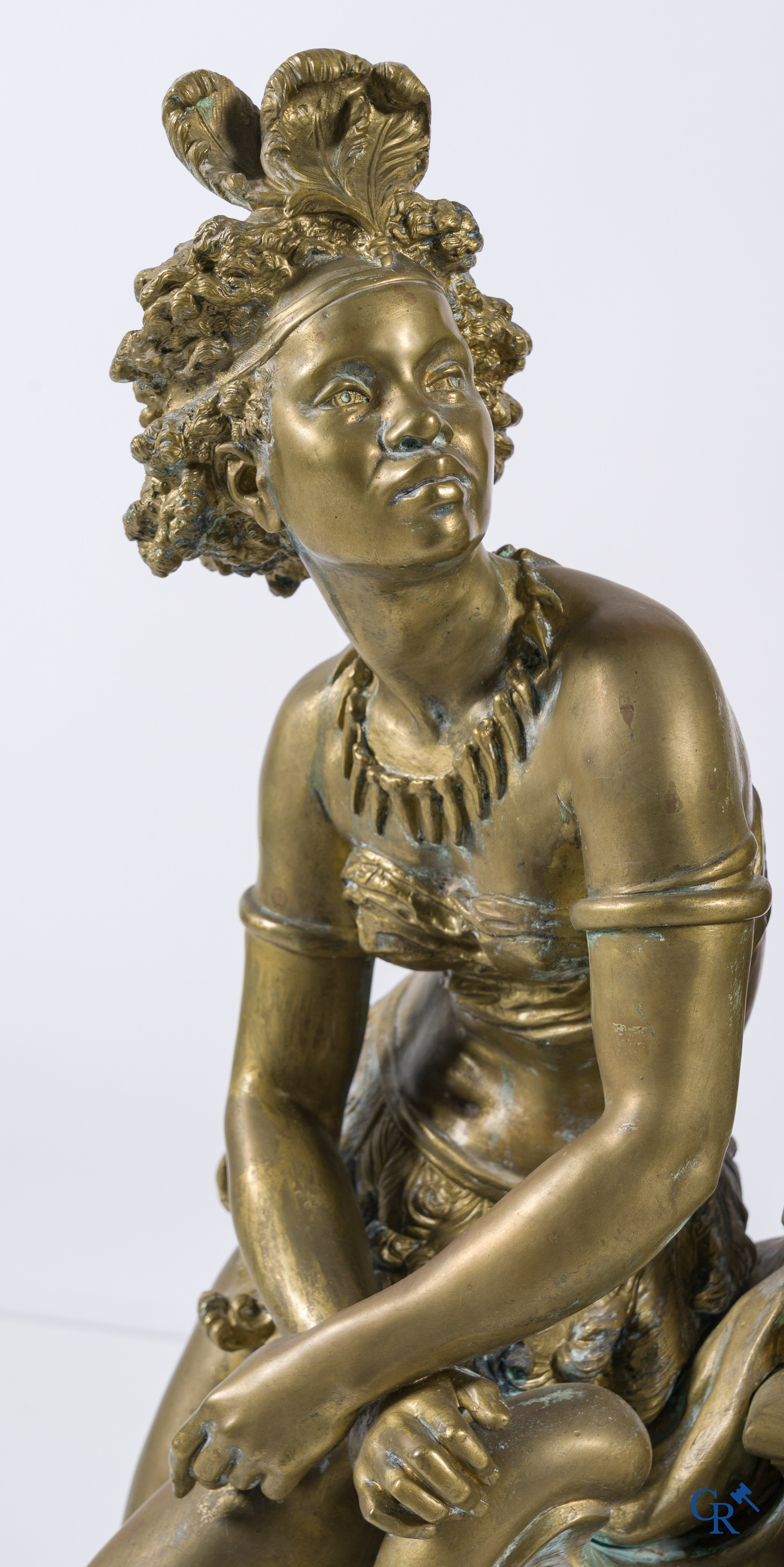 Frédéric-Eugène Piat and Samuel Marti. Exceptional pendulum in bronze with Nubian figures. Circa 1860-1870.