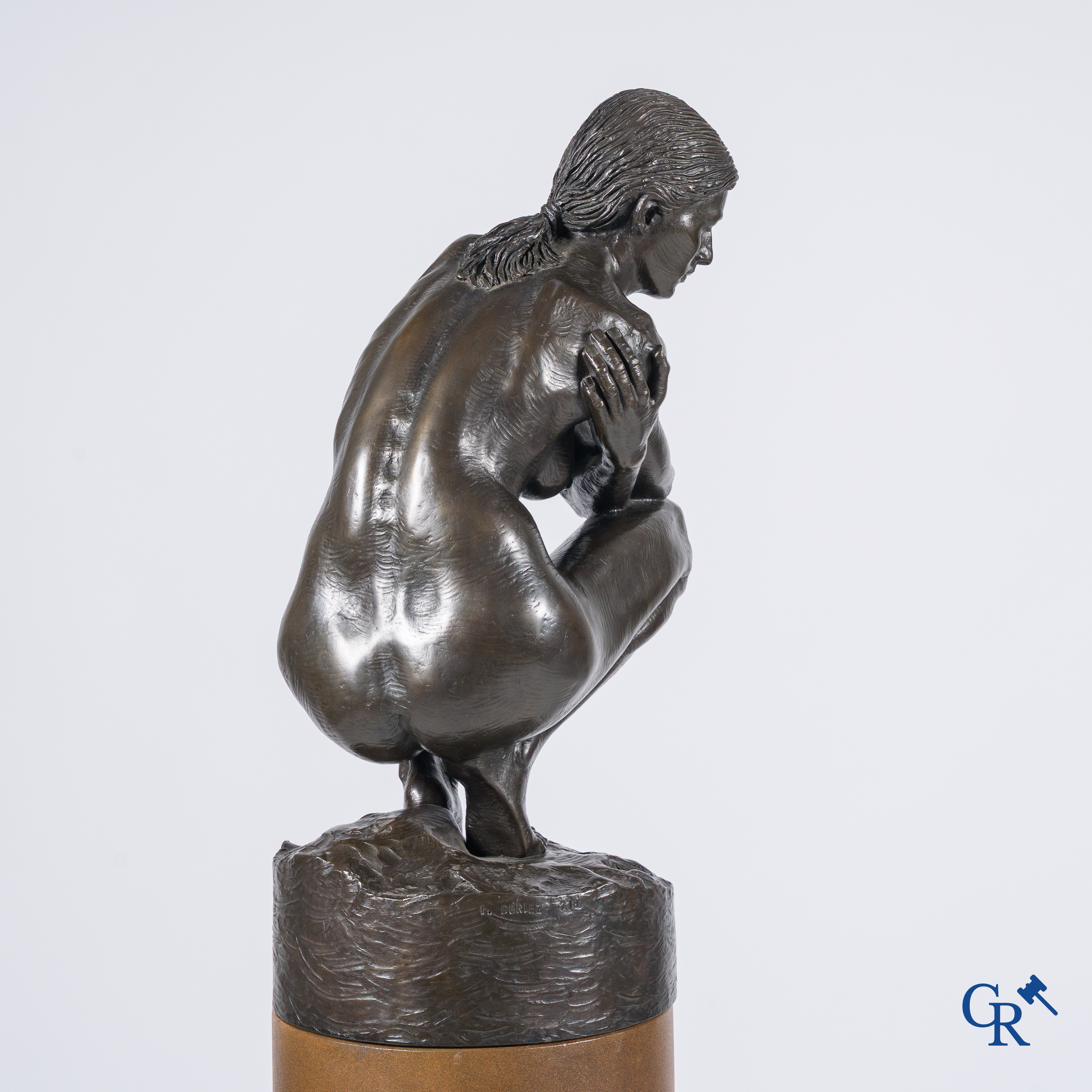 Irénée Duriez, (*) Bronze, female nude on patinated bronze pedestal. Signed I. Duriez and numbered 7/8.