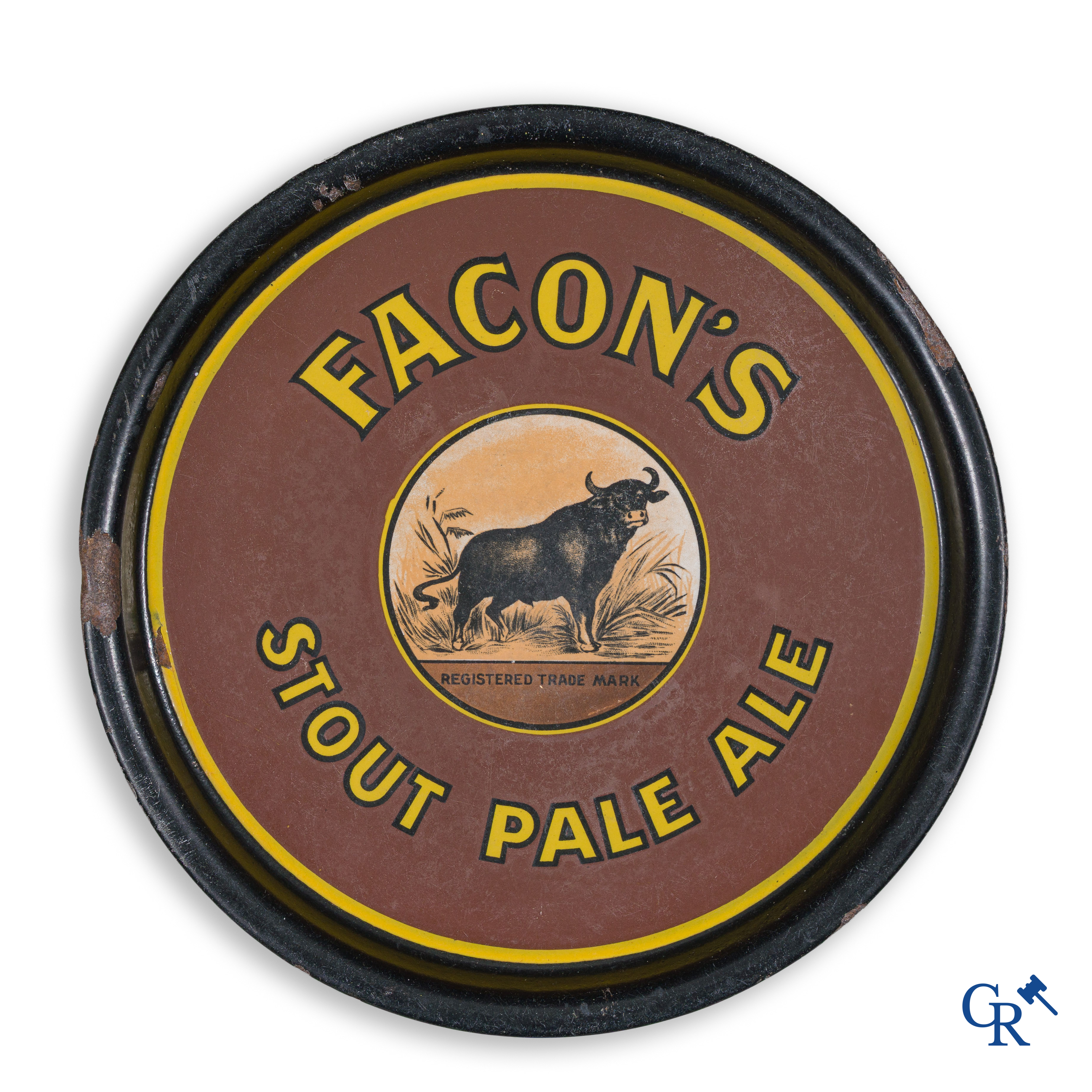 Facon's, emaille dienblad met publiciteit voor Facon's Stout Pale Ale.