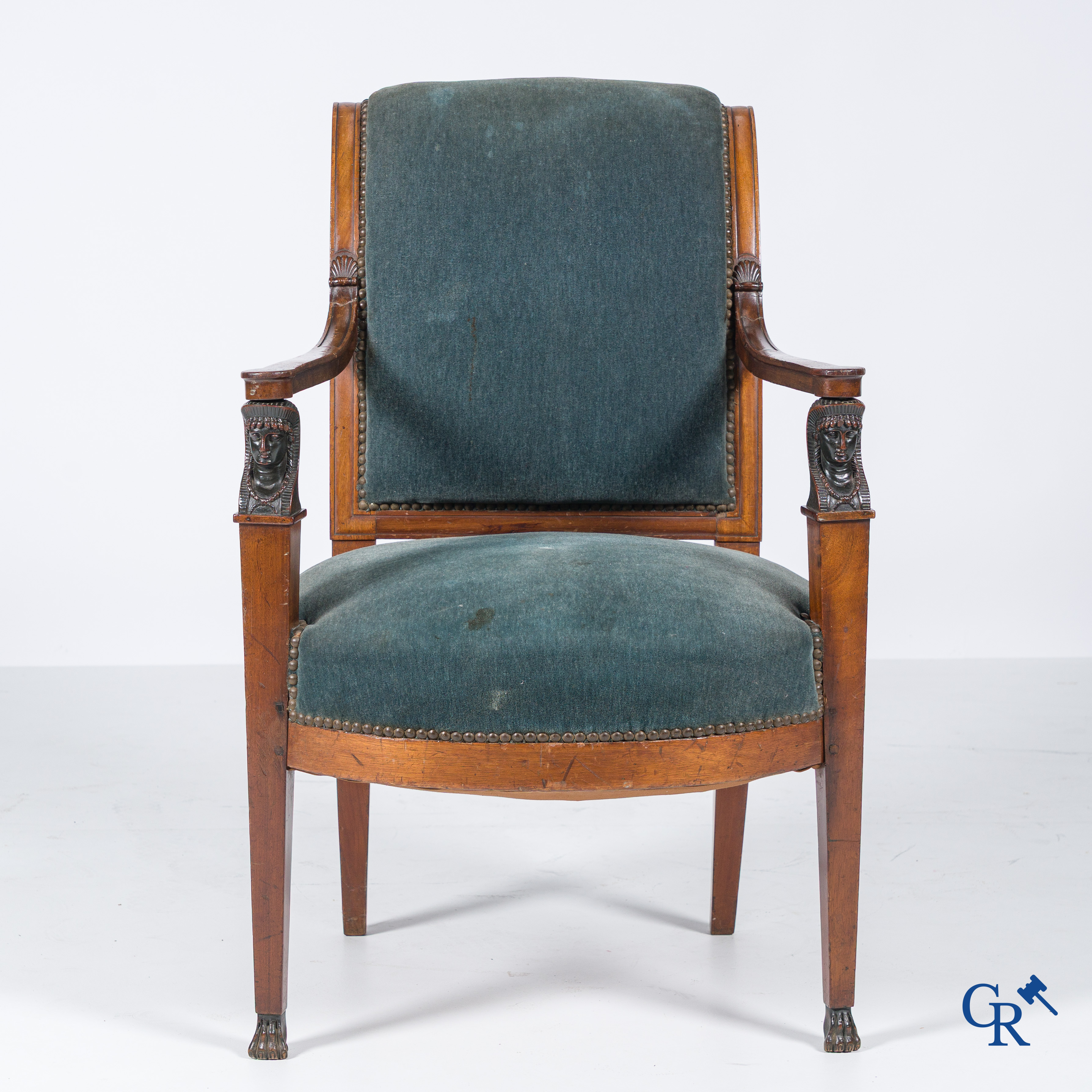 Empire. An office chair in mahogany, Retour d'Egypt style. Empire period, circa 1815.